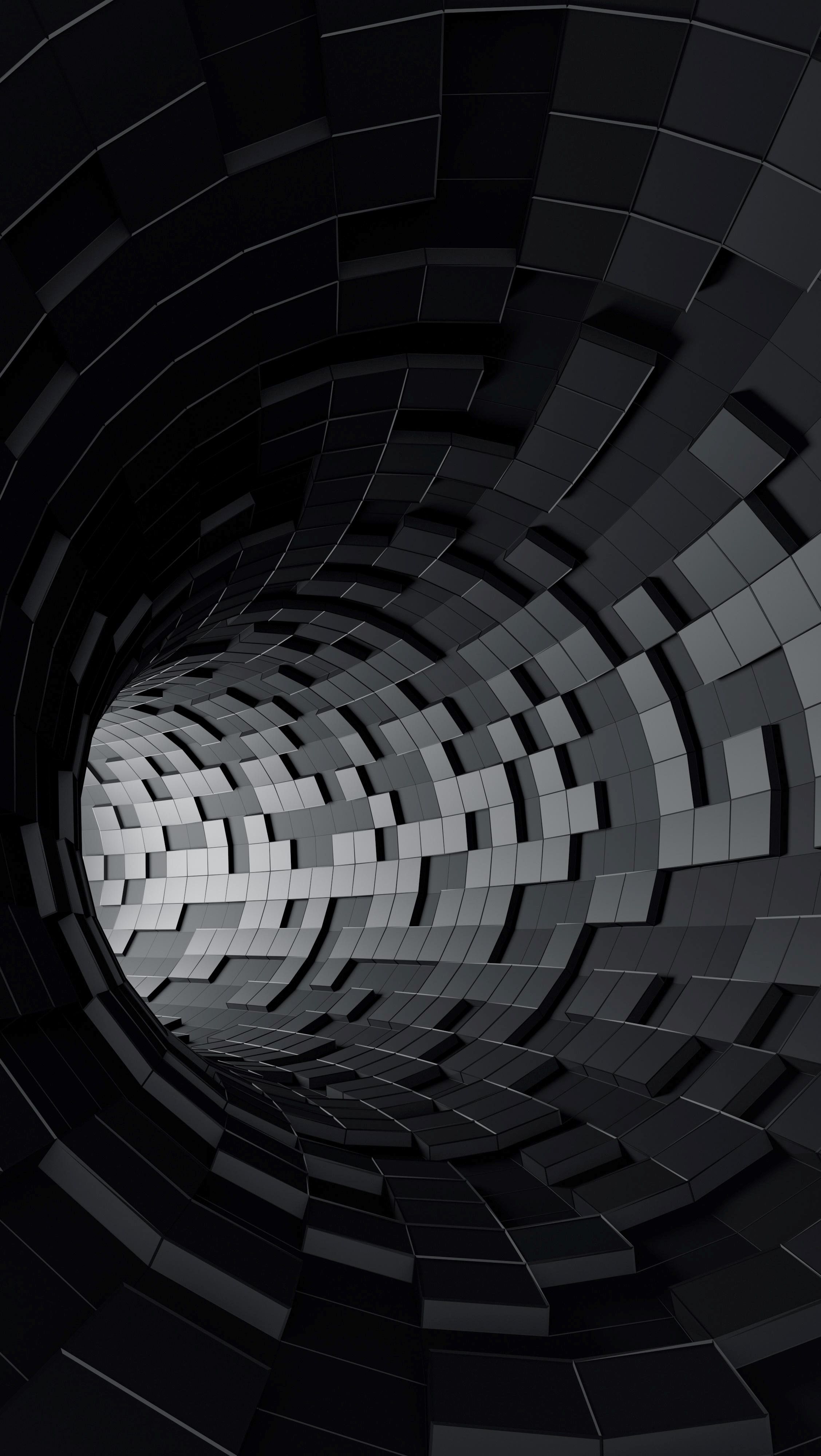A black and white tunnel with many squares - 3D