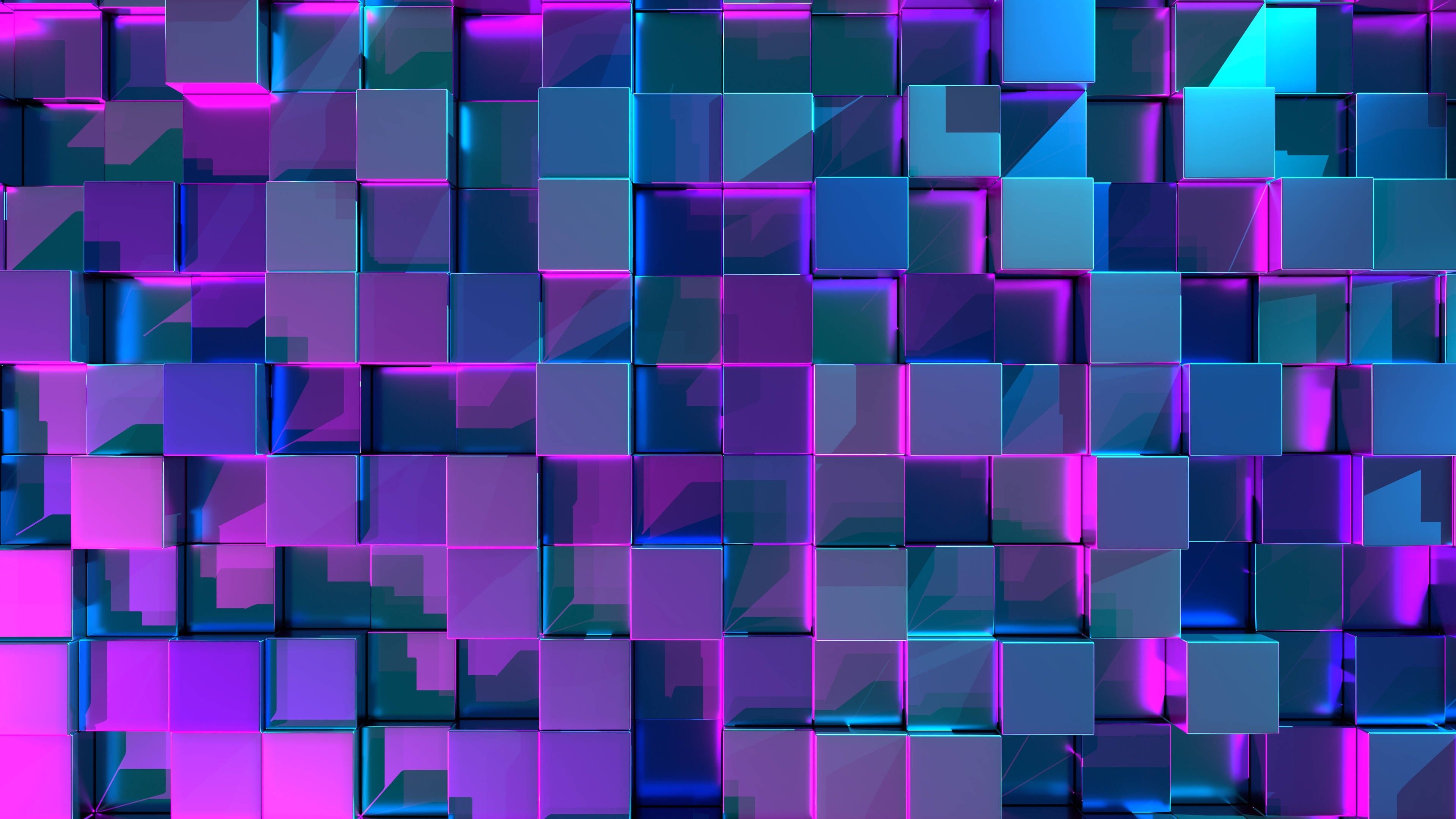 3D wallpaper with blue and purple cubes. - 3D