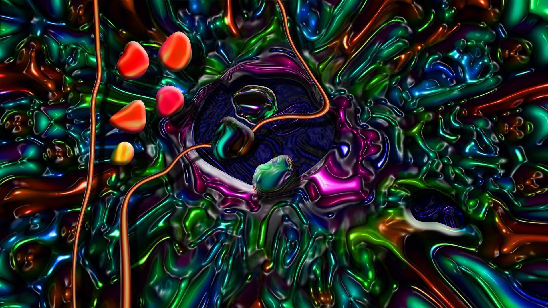 A colorful abstract artwork with many different colors - 3D
