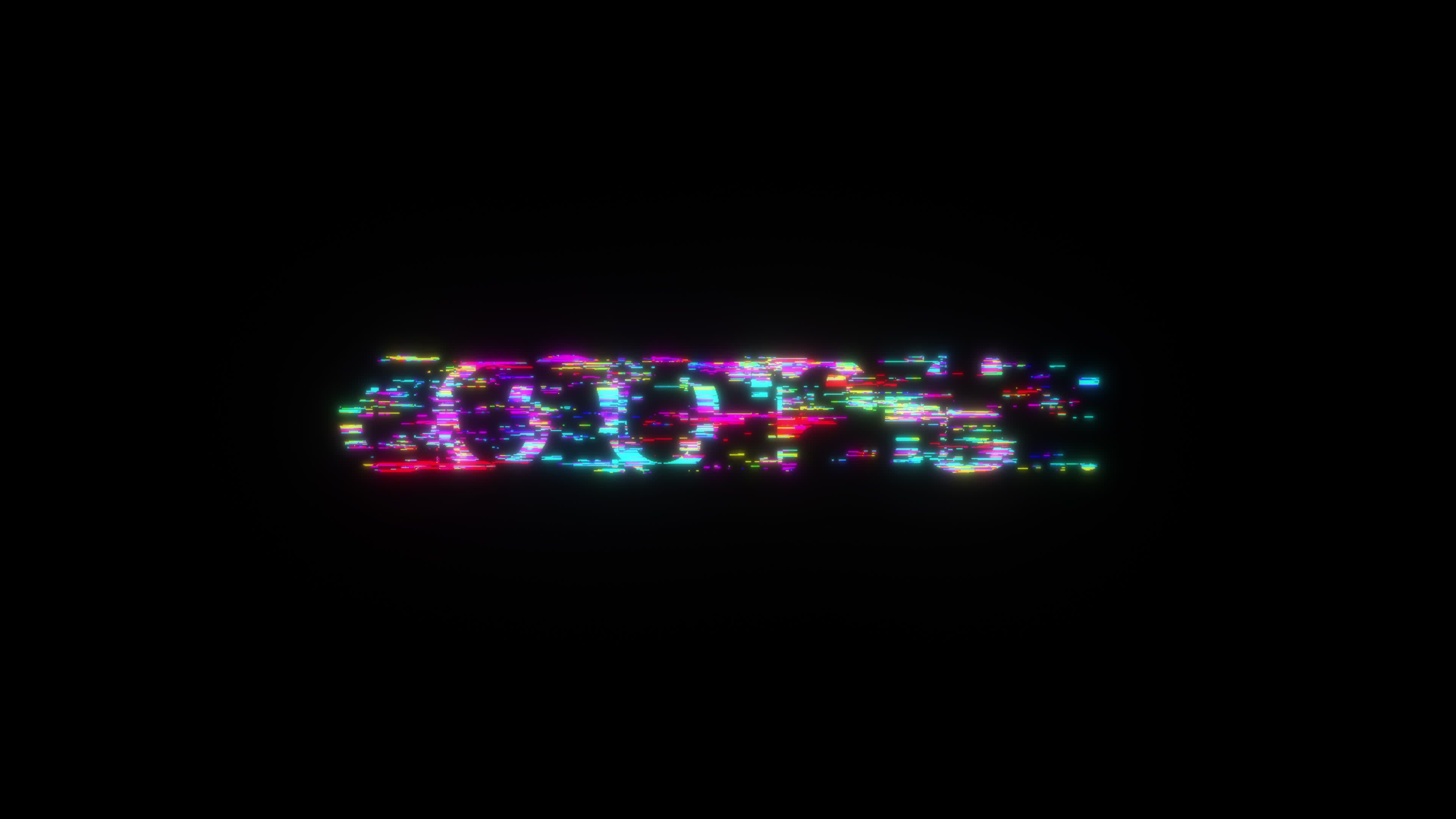 OOPS colorful glitch text effect 3D tube animation loop