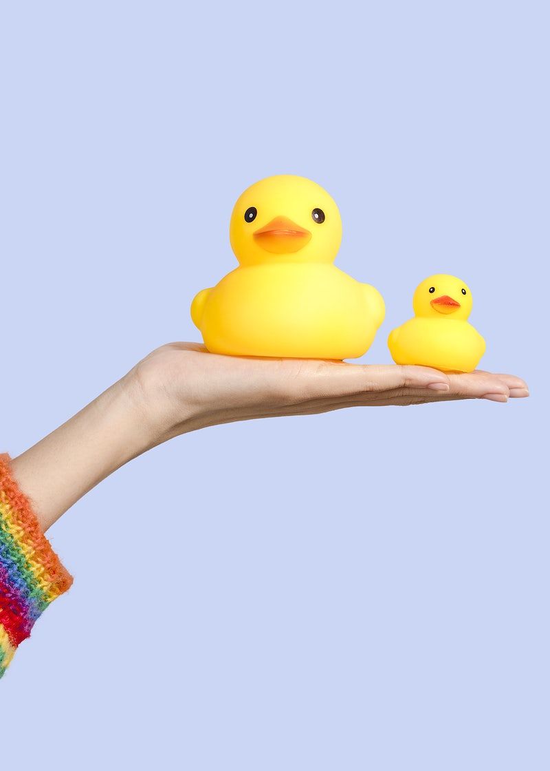 A person holding two rubber ducks in their hand - Duck