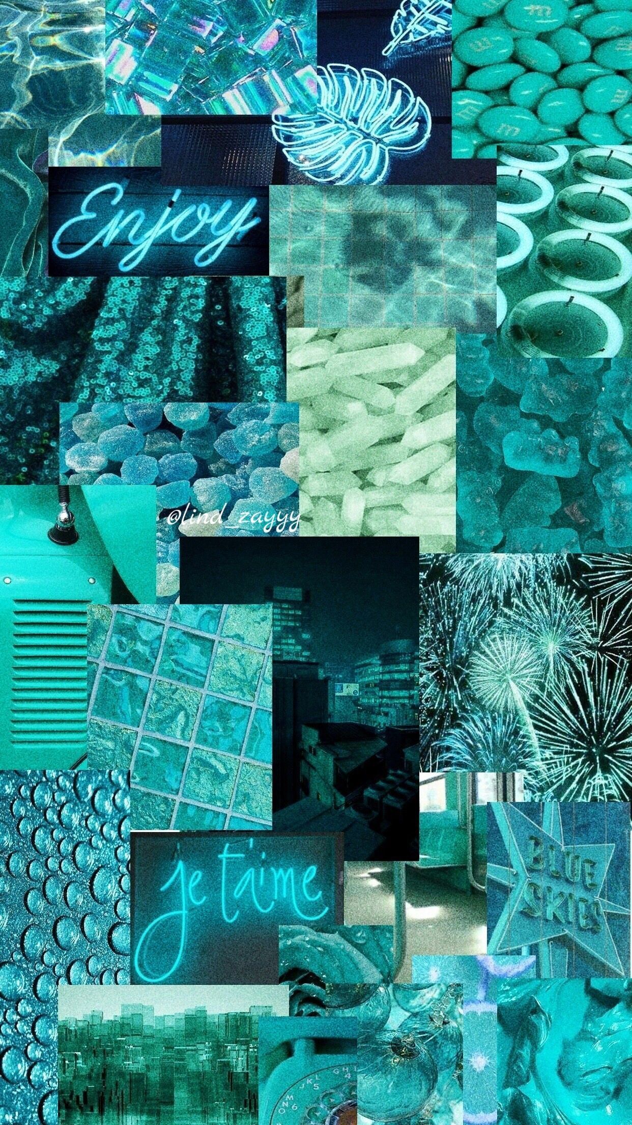 A collage of different pictures with blue text - Aqua