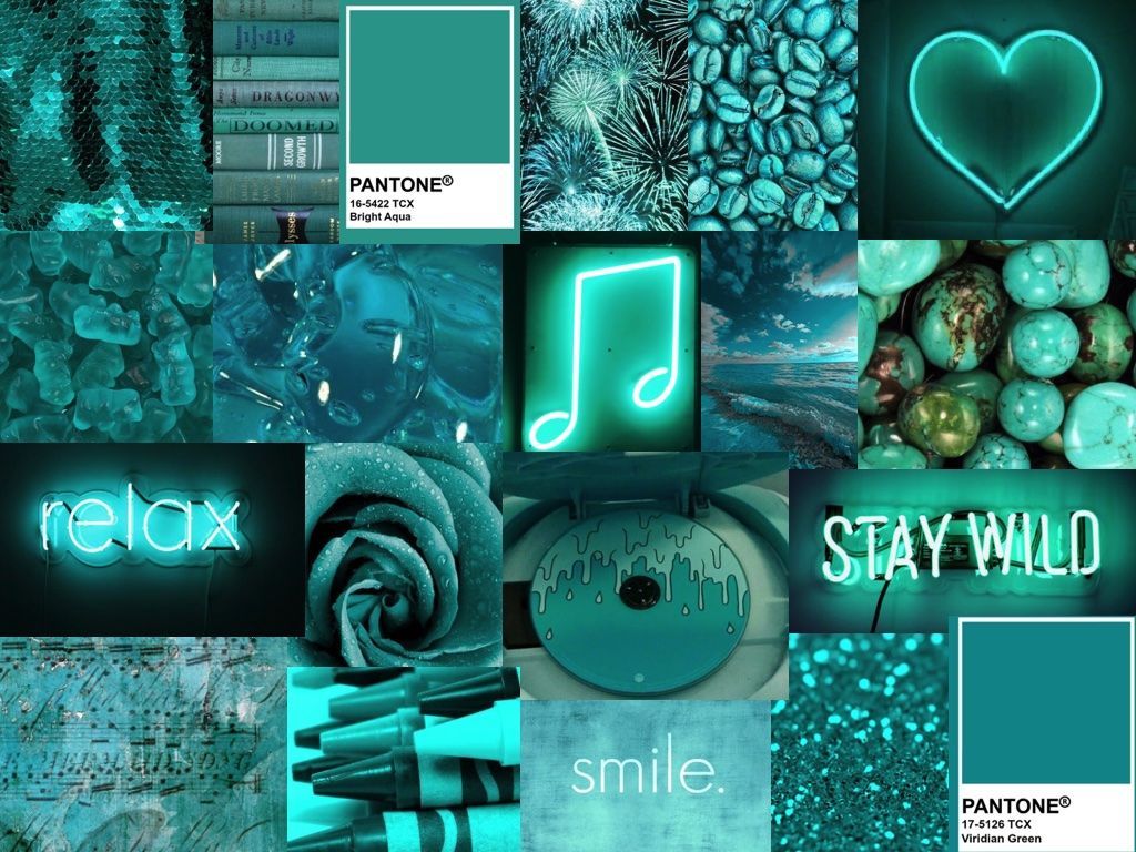 A collage of different colors and designs - Aqua, cyan, turquoise