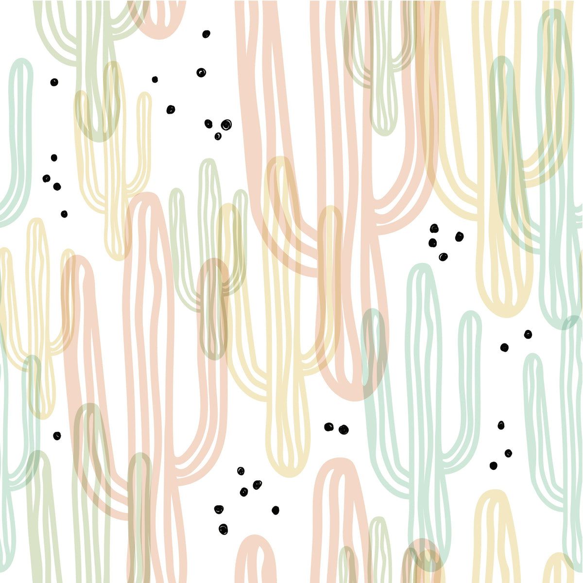 A pastel cactus wallpaper with black dots - Aqua