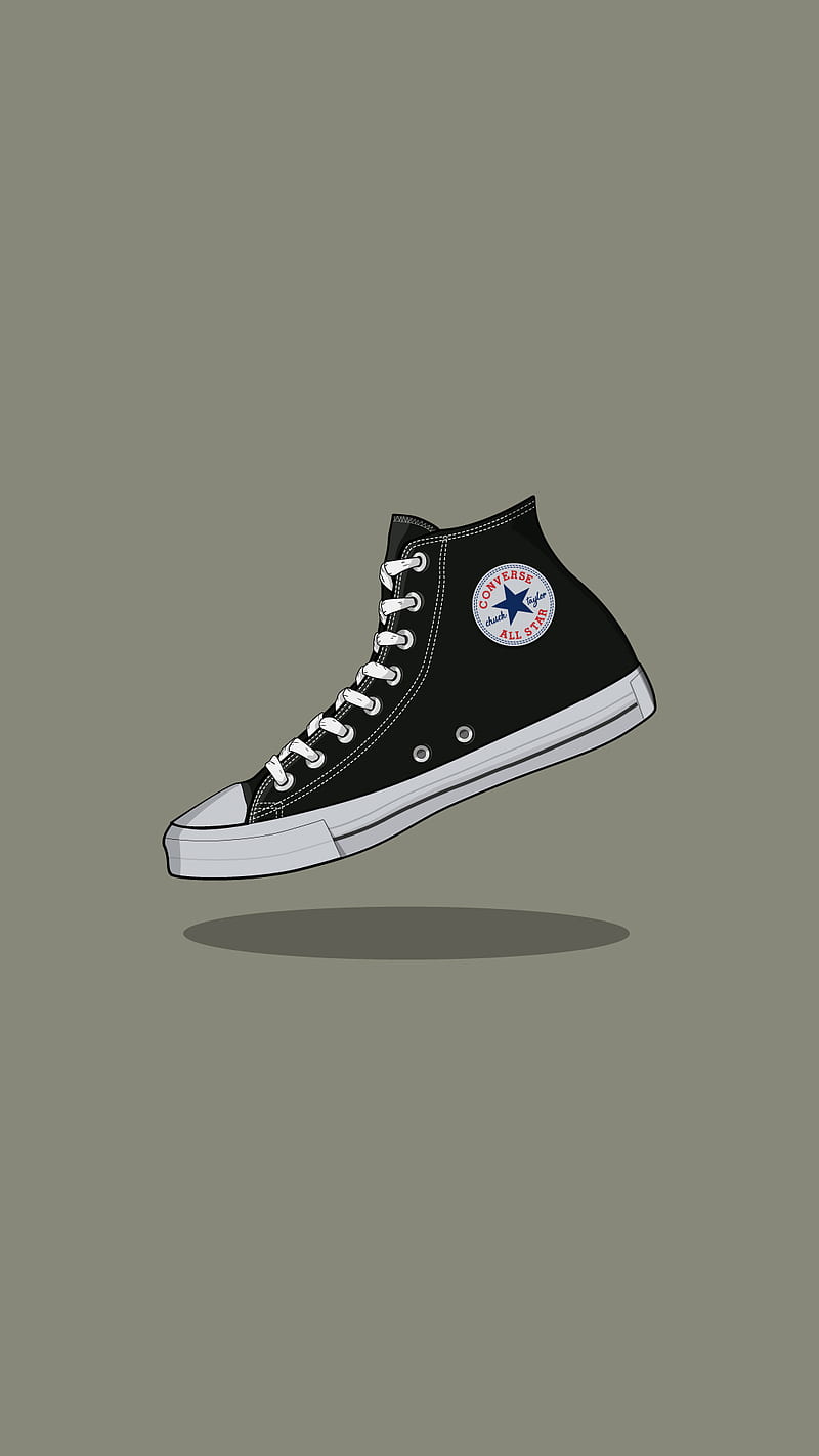 Classic Chuck, black, converse, cool, fashion, illustrations, logo, shoes, vintage, HD phone wallpaper