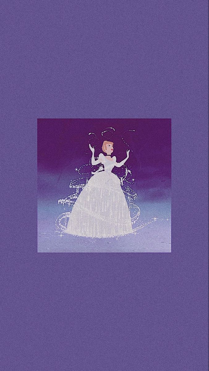 A Disney princess in a white dress on a purple background - 