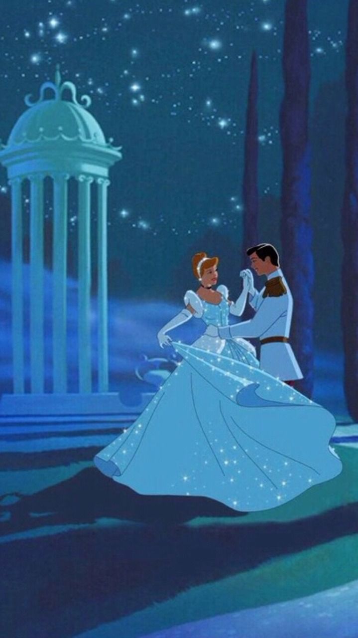 A scene from the movie Cinderella where the prince is dancing with the main character - 