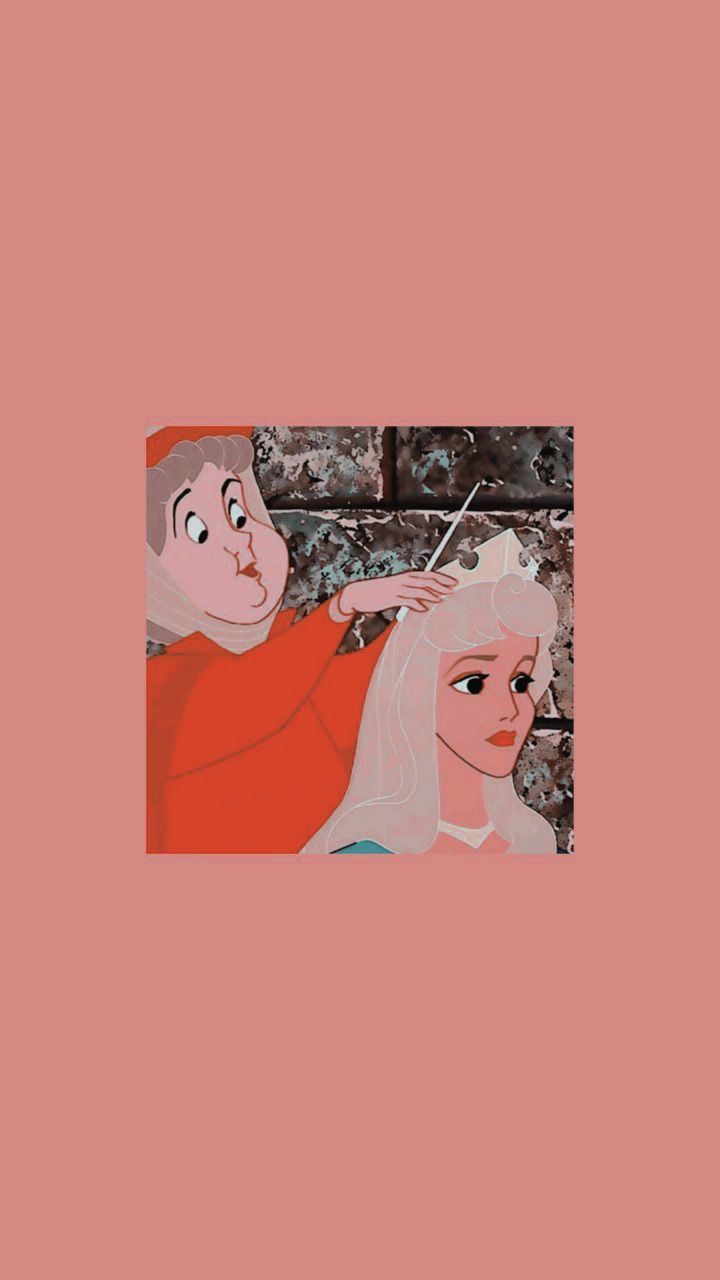 Aurora is getting her hair done by her father in this cute disney aesthetic wallpaper - 