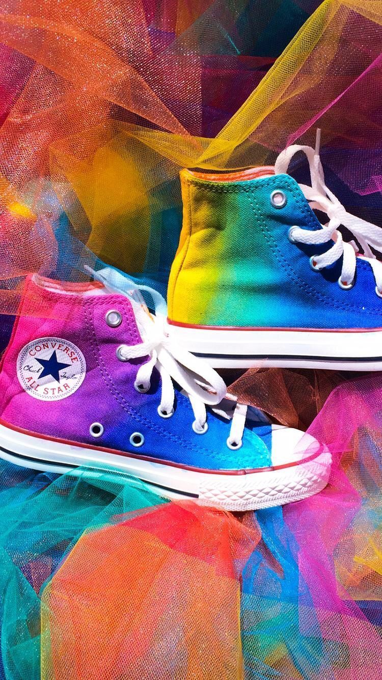 A pair of shoes that are colorful - Converse, shoes