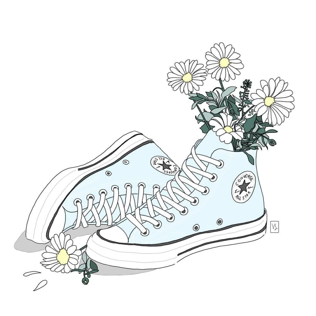 converse #drawing #sketch #dessin #illustration #art #shoes #flower #mydrawing #virginie_gini_b. Converse drawing, Shoes drawing, Drawings
