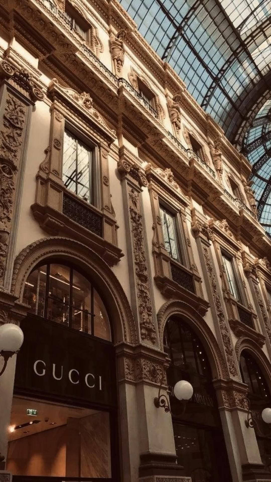 Download Gucci Building Beige Aesthetic Wallpaper