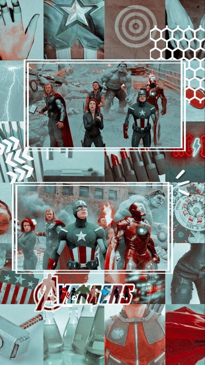 A collage of the movie's characters  - Avengers