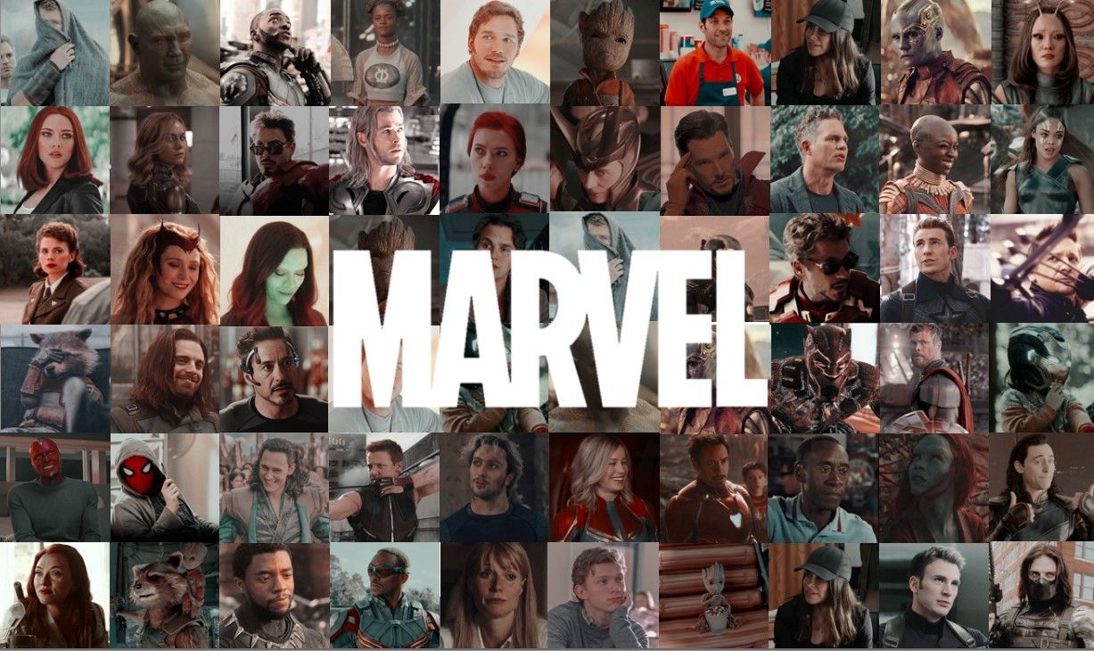 A collage of marvel characters with the word 'marvell' in it - Avengers