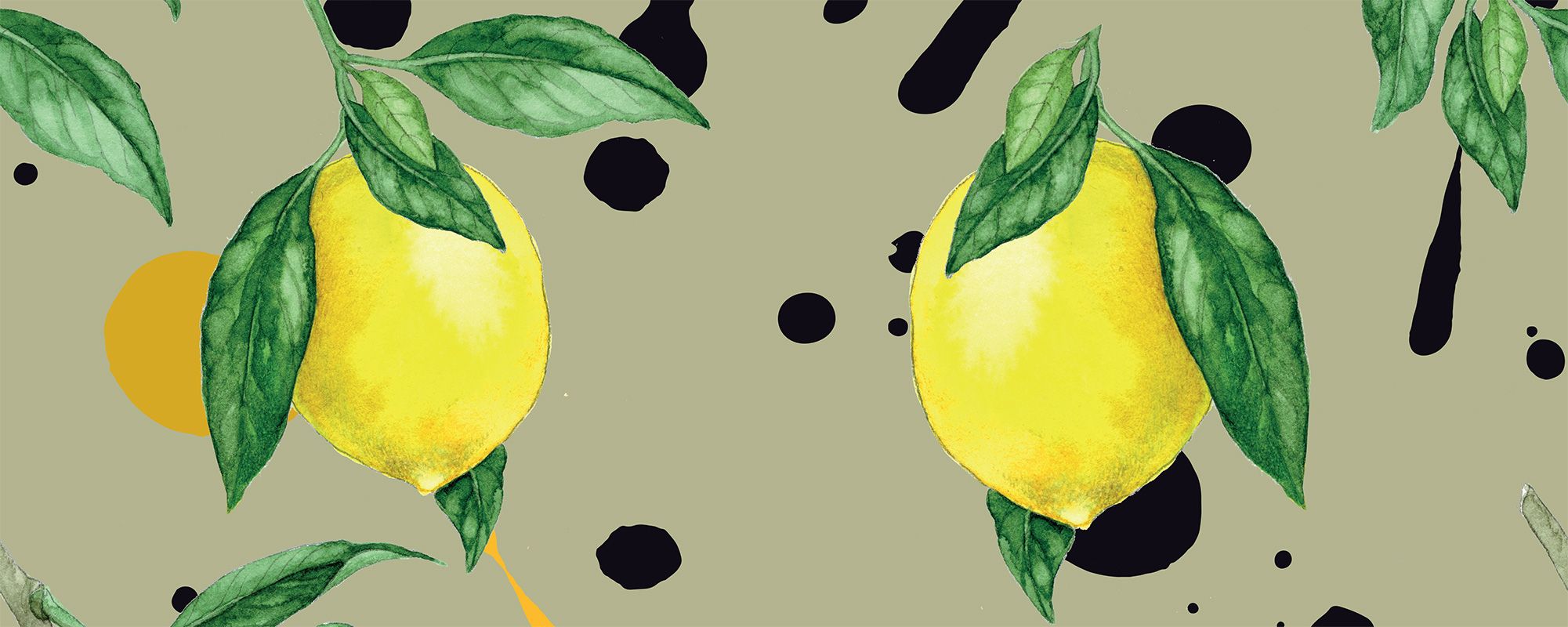 Custom printed design wallpaper Lemons and Splashes