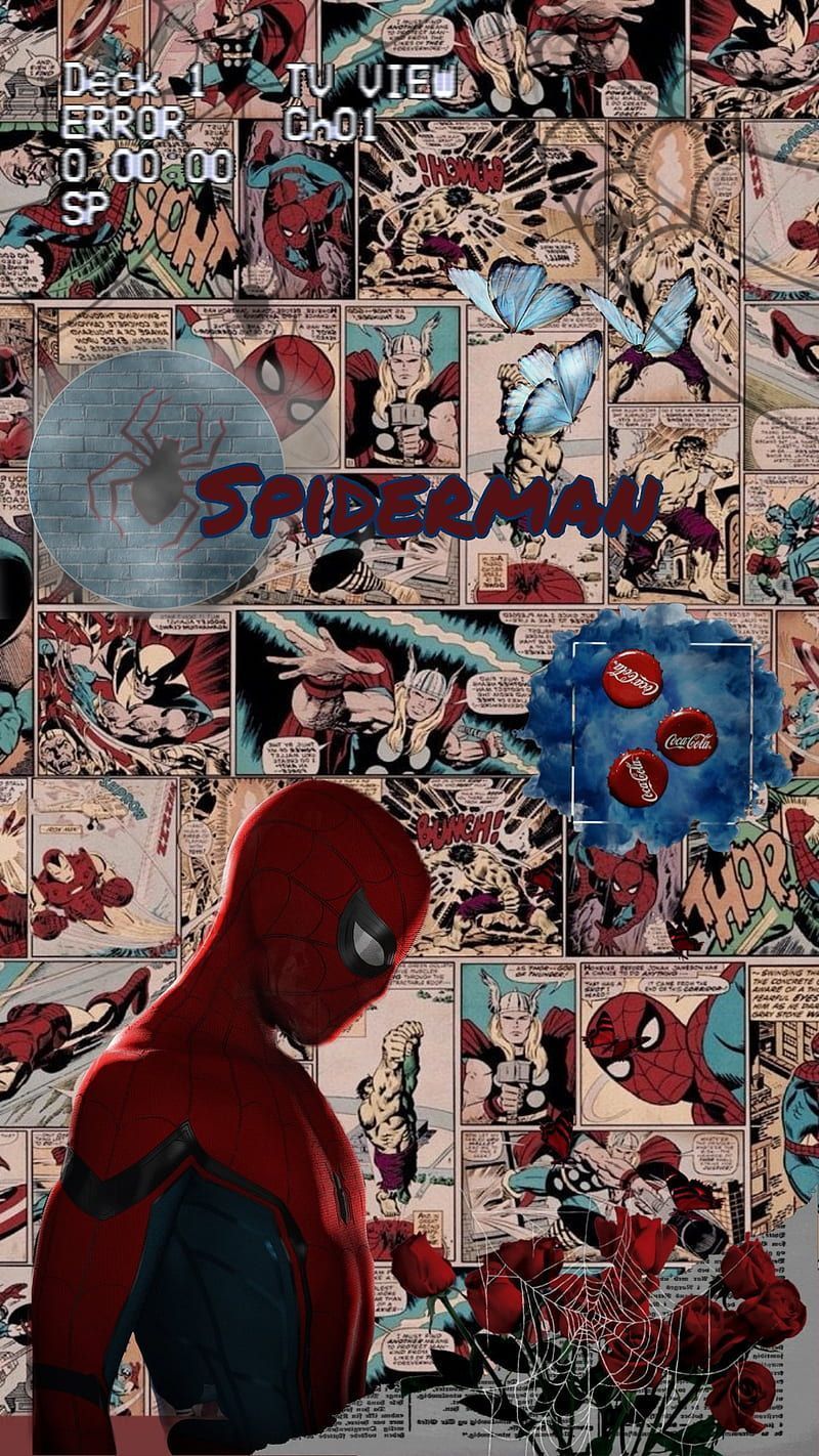 Spiderman, aesthetic, blue, comic, hero, marvel, peter parker, red, spider, HD phone wallpaper