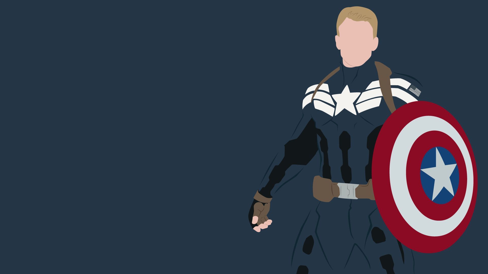 Captain America holding his shield in front of a blue background - Avengers, Marvel