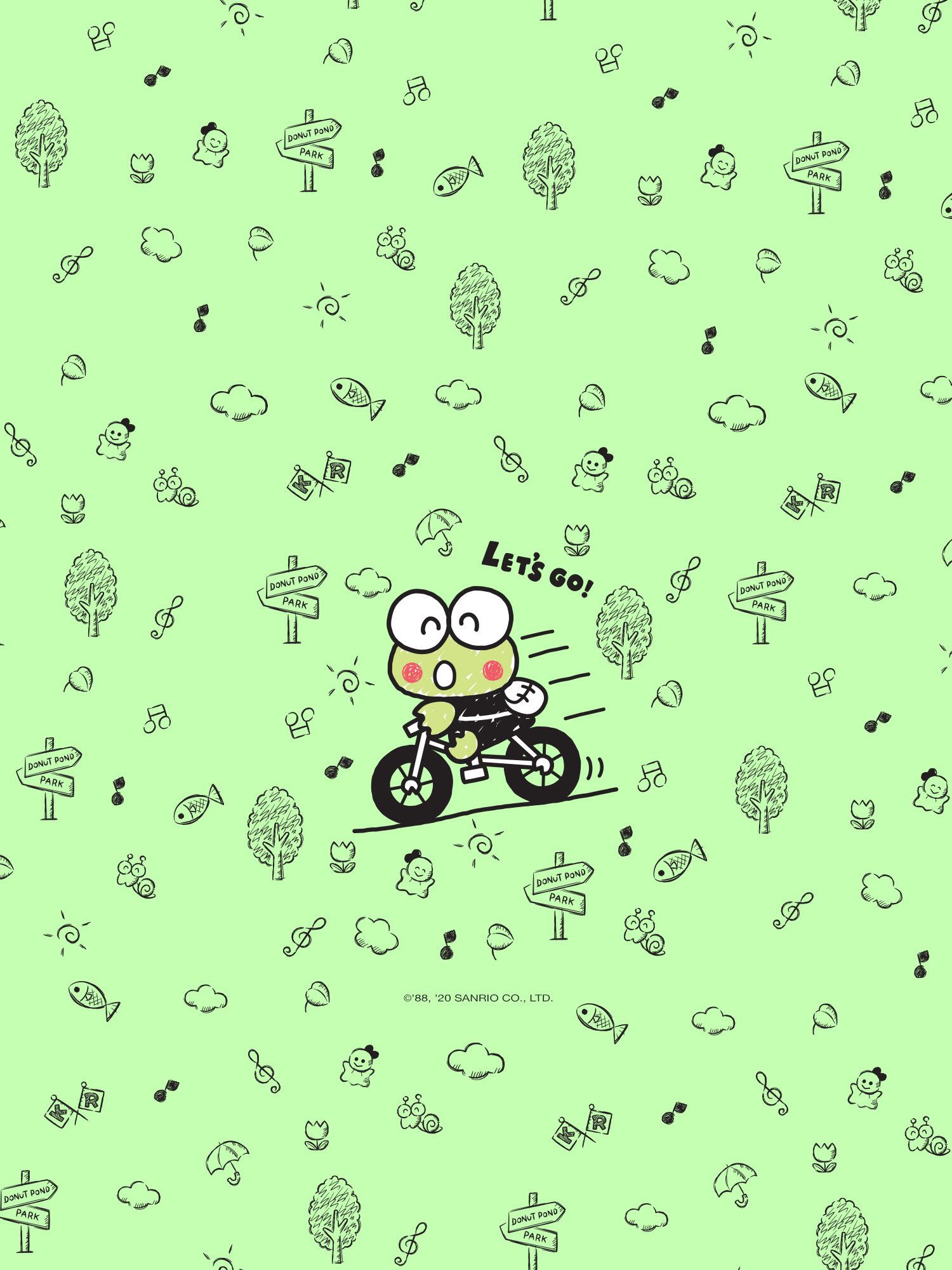 A cute wallpaper of a character riding a bicycle with the phrase 