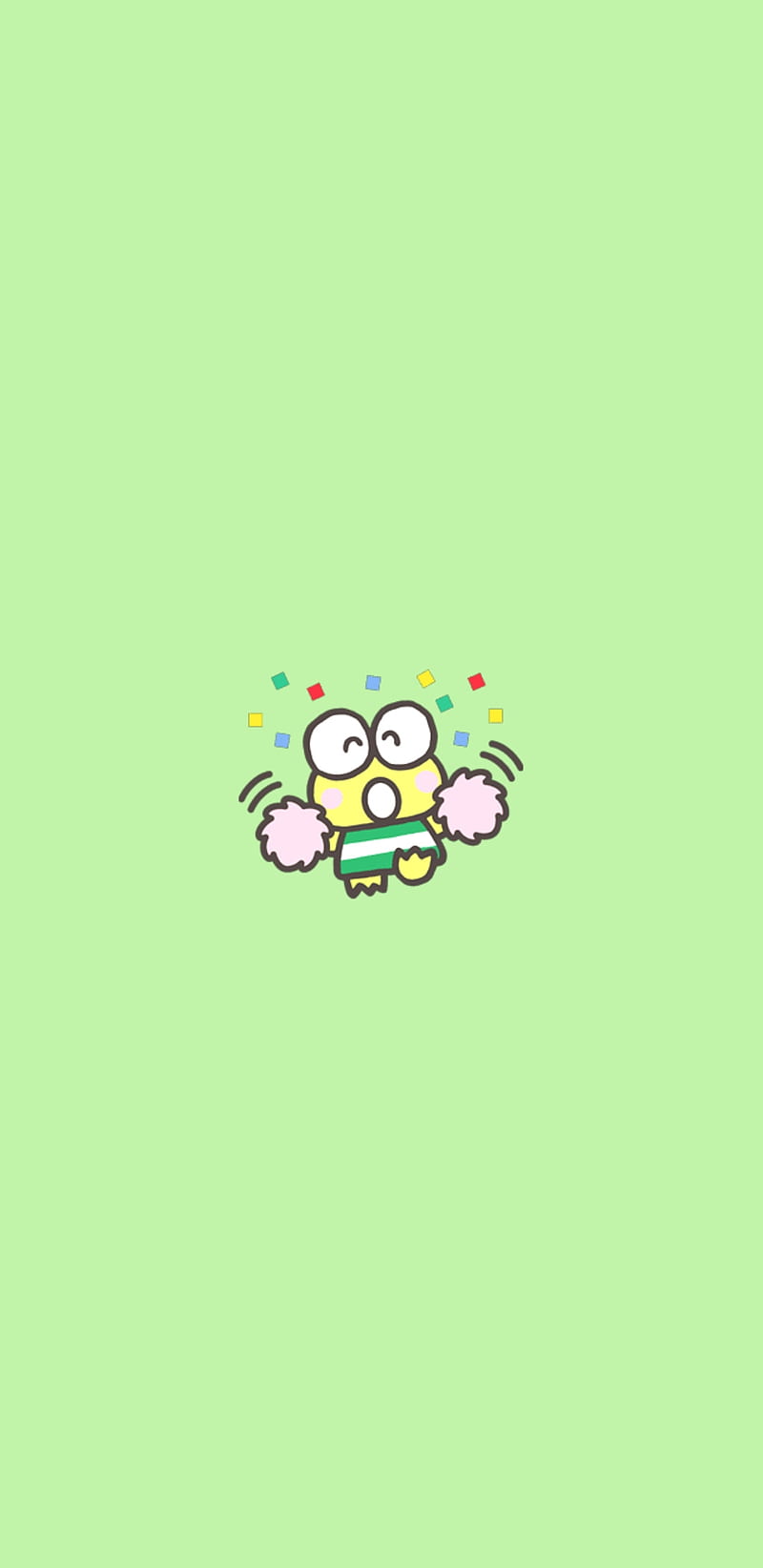 IPhone wallpaper of a cute green frog with a striped shirt and pink cheeks - Green, Keroppi