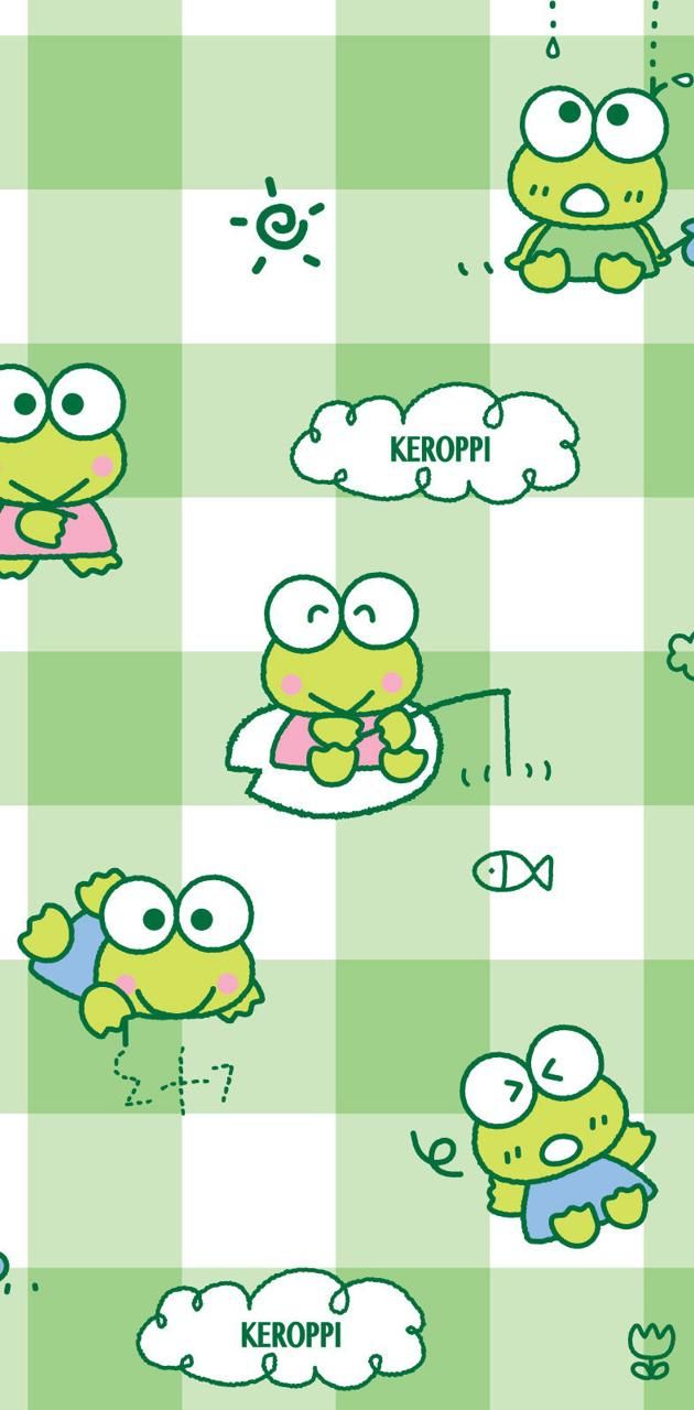 A pattern of green and white checkered frog - Keroppi