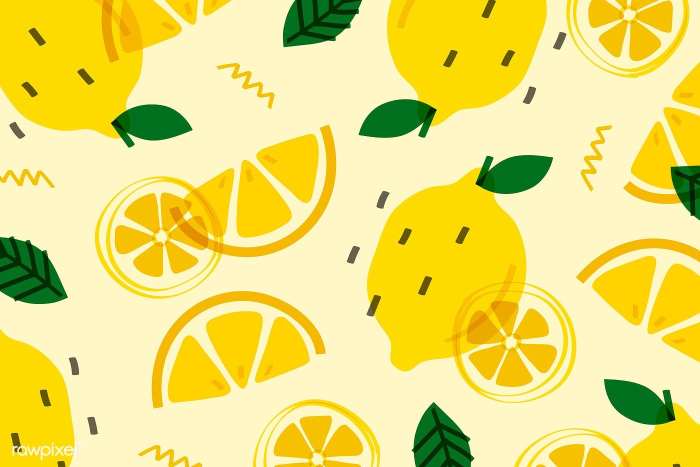 Download the premium image of Lemon pattern on a yellow background - Lemon