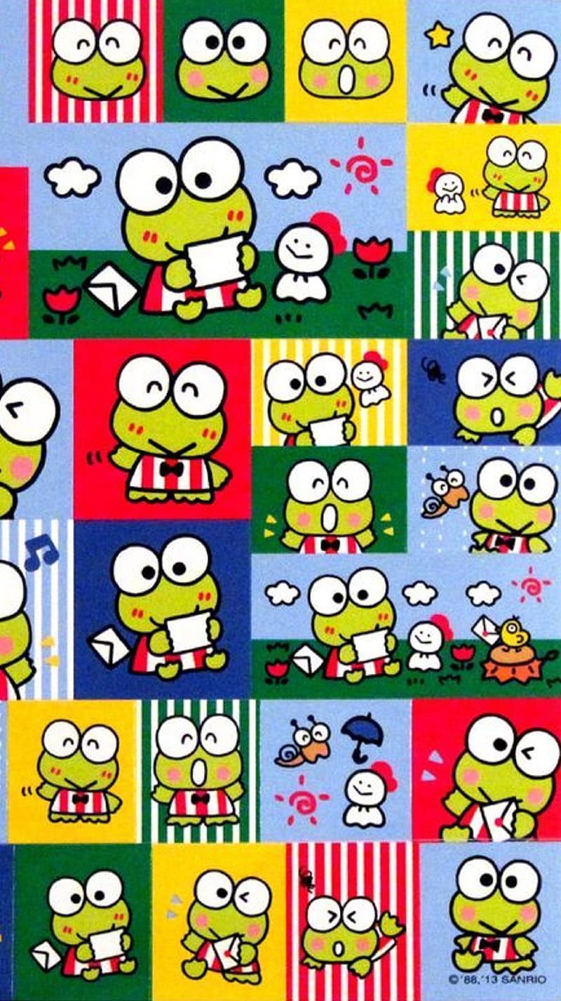 Keroppi is a green frog with big eyes and a cute smile. - Keroppi