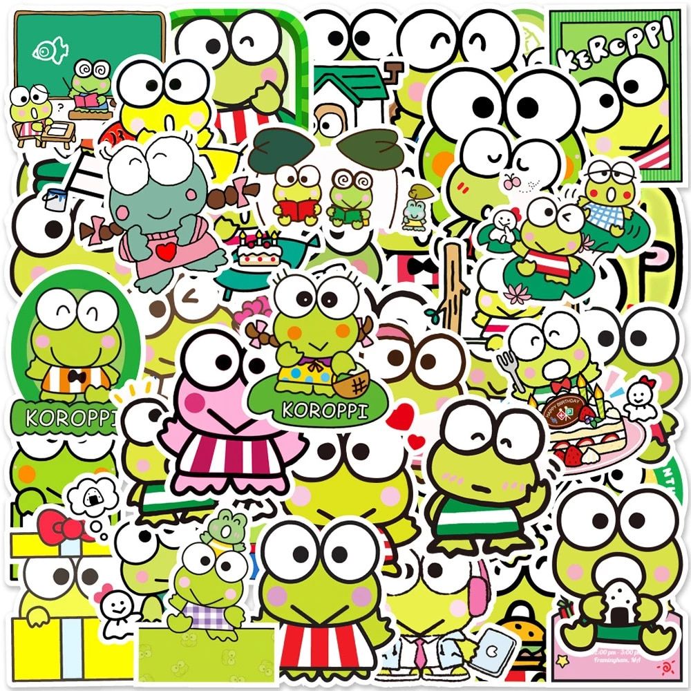 30 50pcs Kero Kero Keroppi Cartoon Stickers Aesthetic Decorative Fridge Water Bottle Phone Waterproof Kawaii Stickers Decals