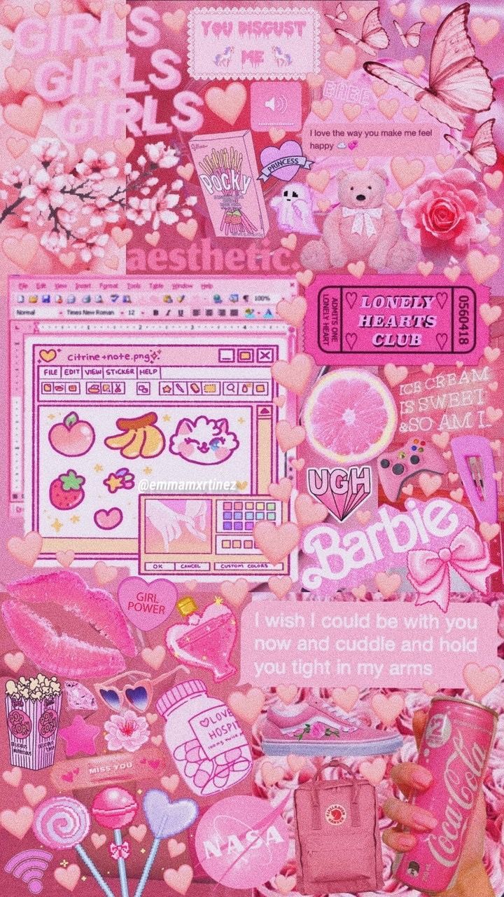 A collage of pink items with text - Barbie