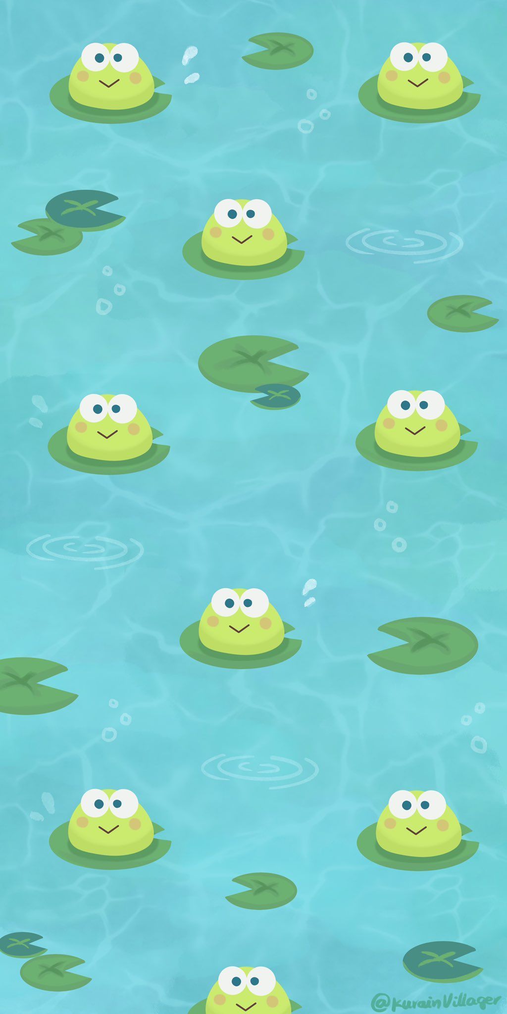 A pattern of frogs floating in the water - Keroppi