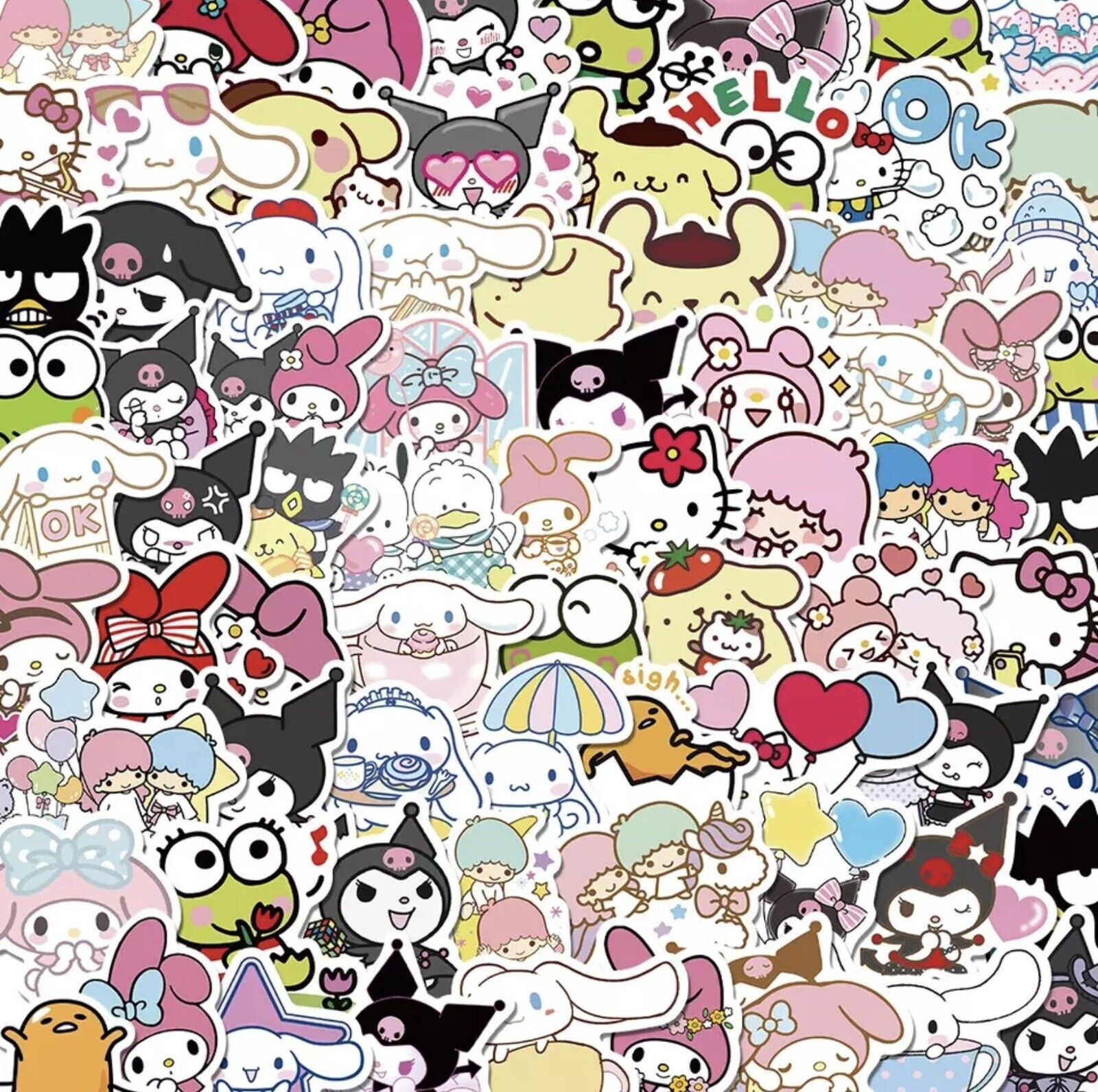 Mixed Cartoon Hello Kitty Kuromi My Melody Keroppi STICKER PACK/ Lot
