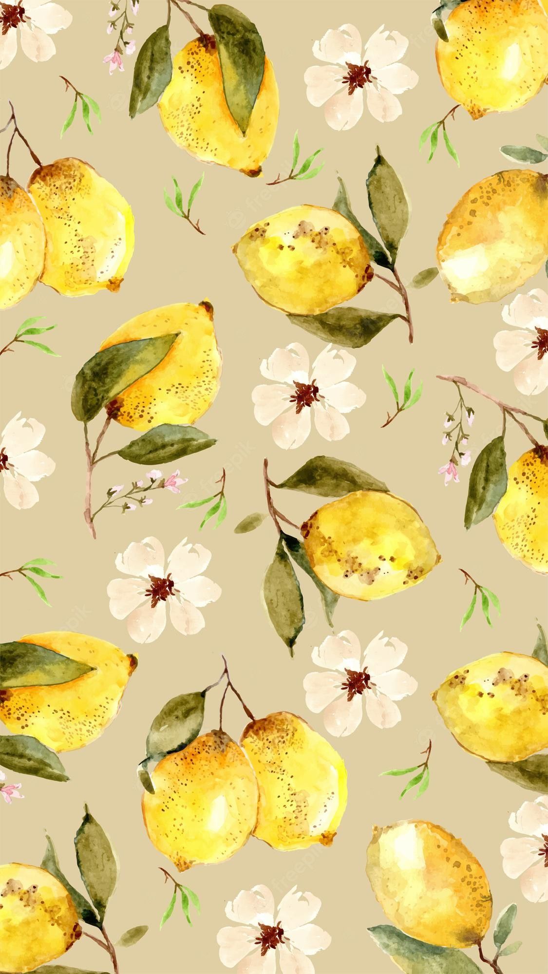 A wallpaper of lemons and flowers - Lemon