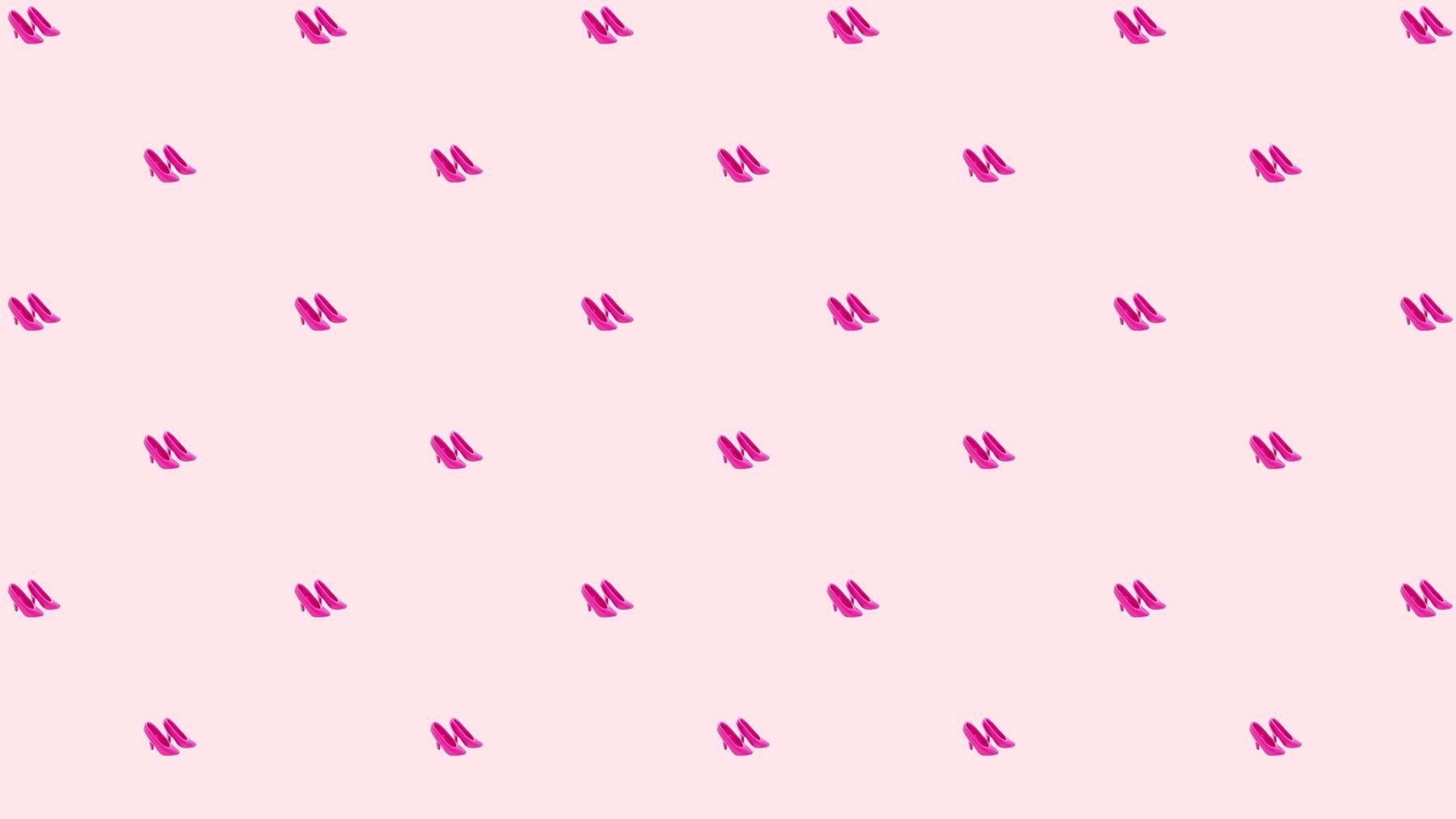 A pink background with a pattern of small pink high heels - Barbie