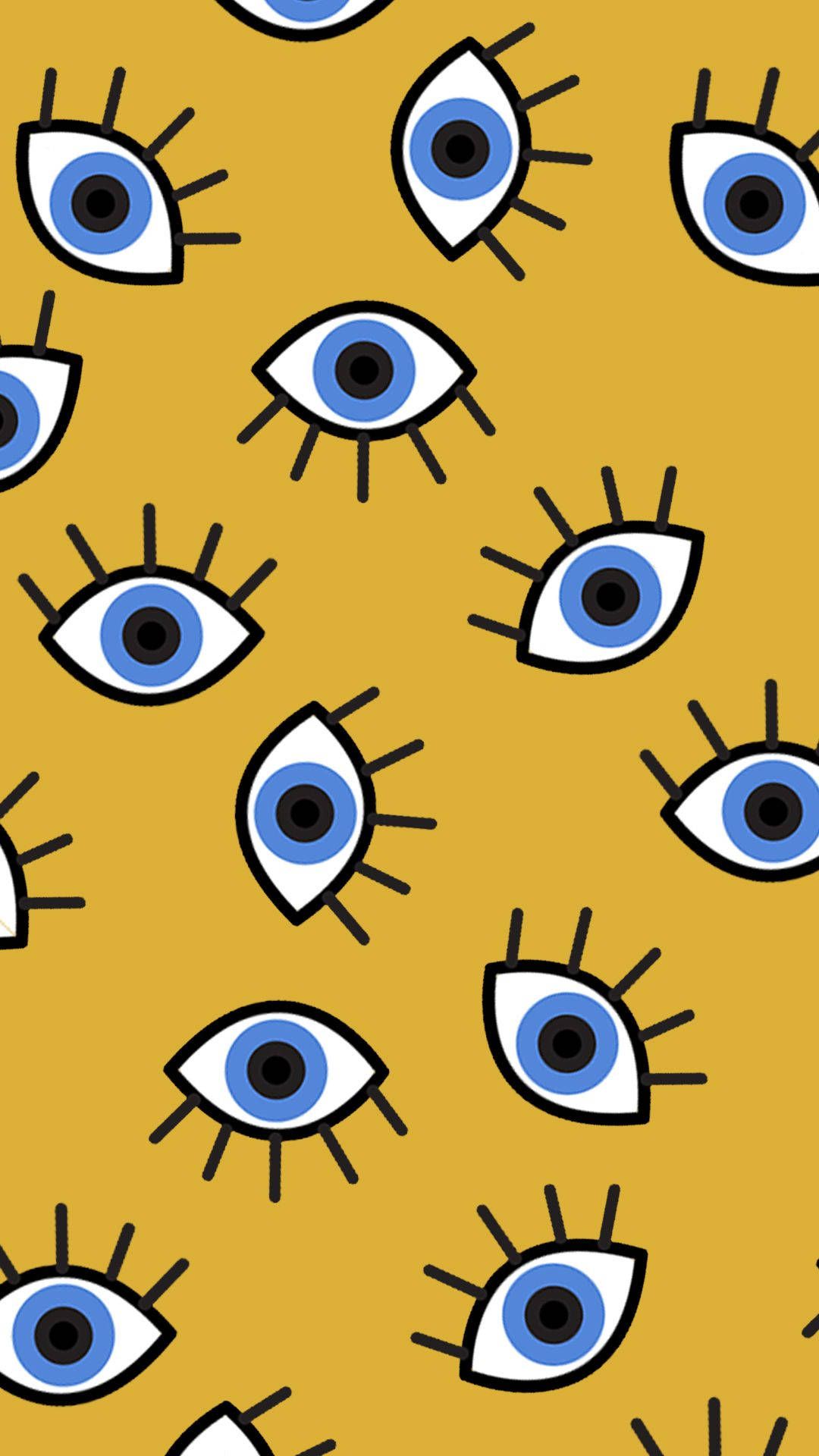 Download Yellow Evil Eye Pattern Wallpaper