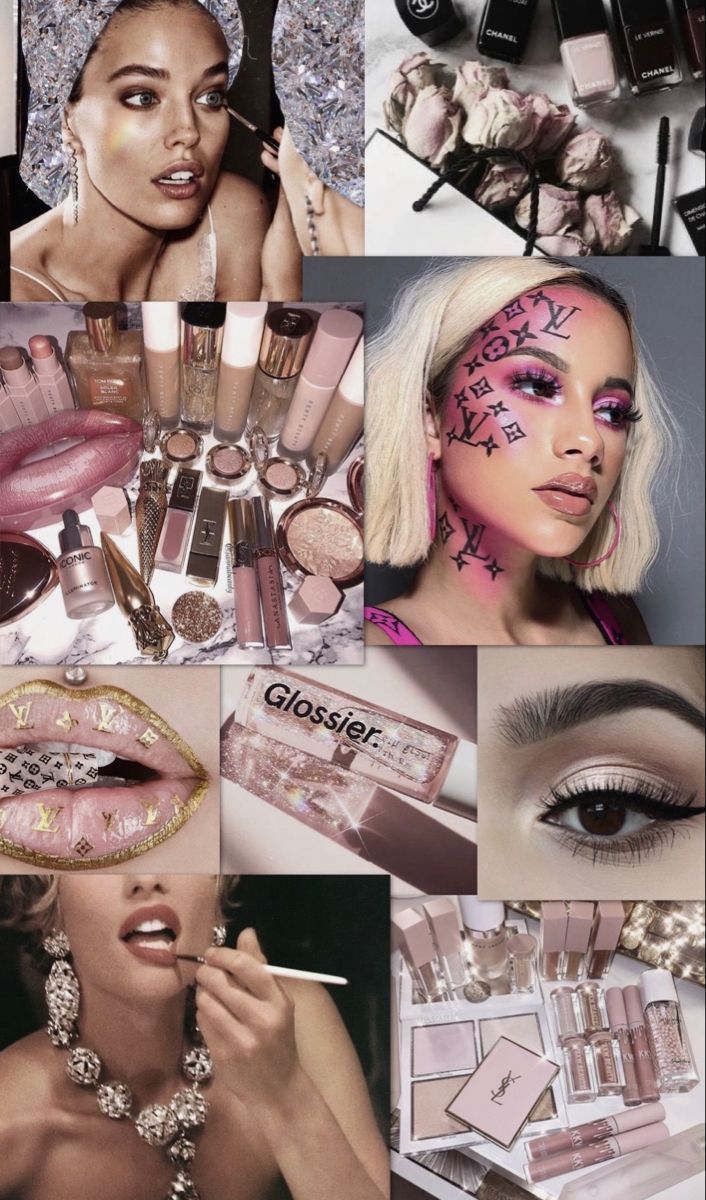 Makeup Collage Wallpaper. Makeup Collage, Glitter Photography, Aesthetic Collage