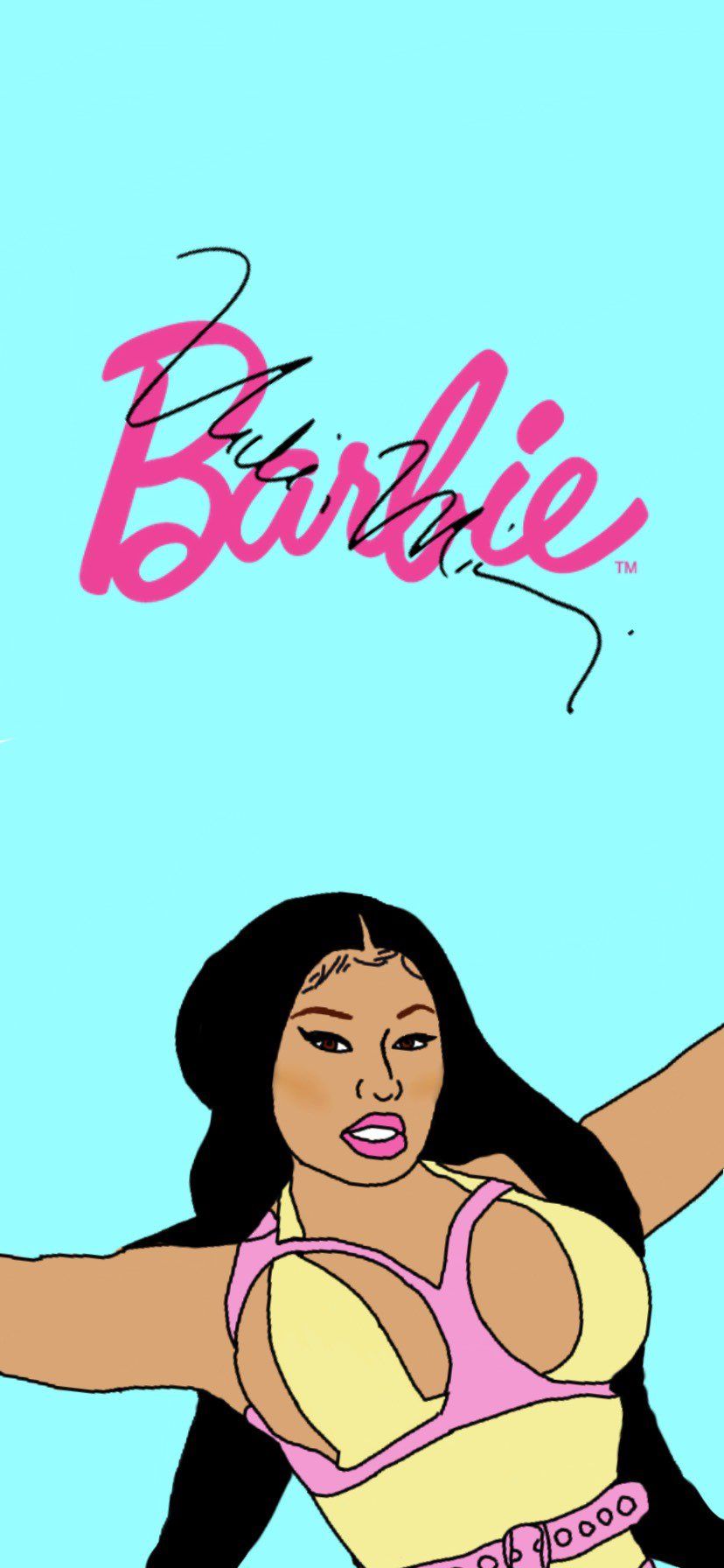 The barbie cartoon character is shown in a blue background - Barbie
