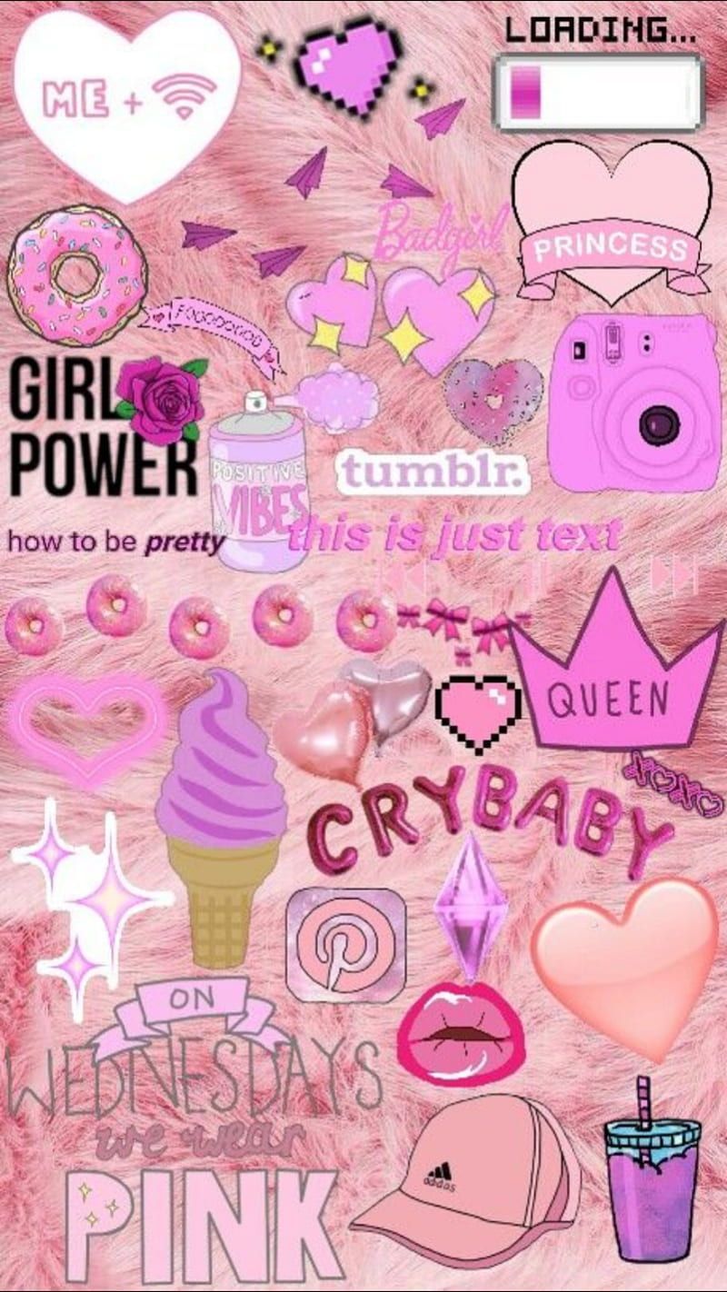 Girl power themes, collage, feminine, frases, girl power, hello, kitty, makeup, HD phone wallpaper