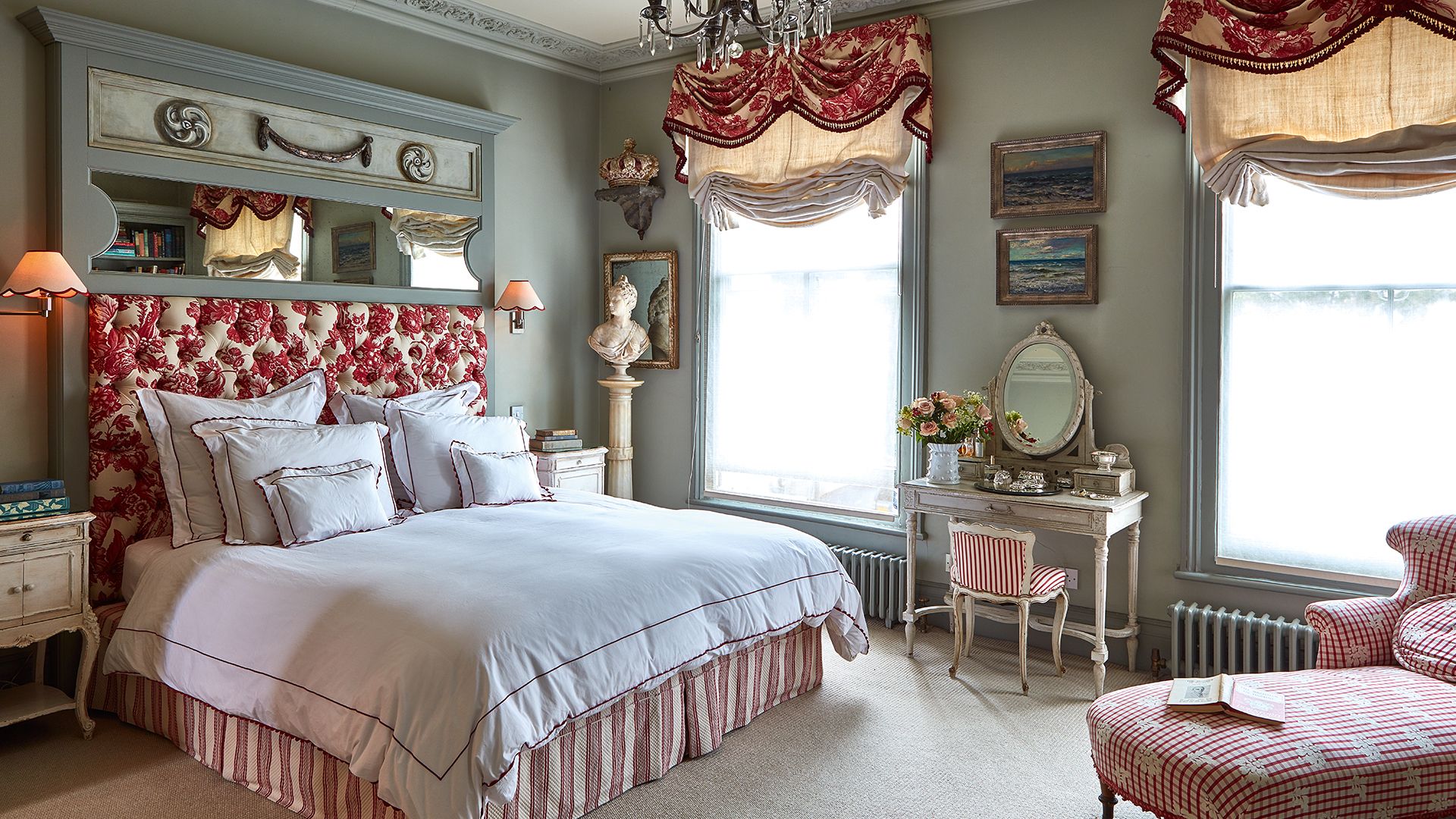 A bedroom with pink and white decor - Bridgerton