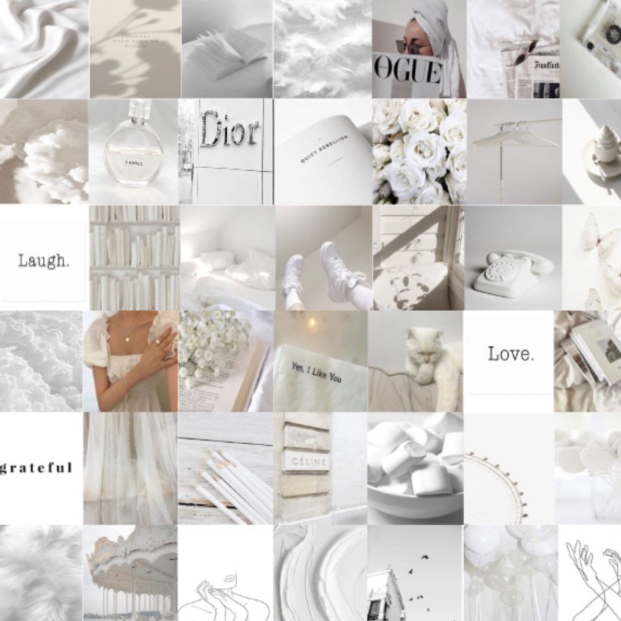 Aesthetic collage of white and grey photos. - Bridgerton