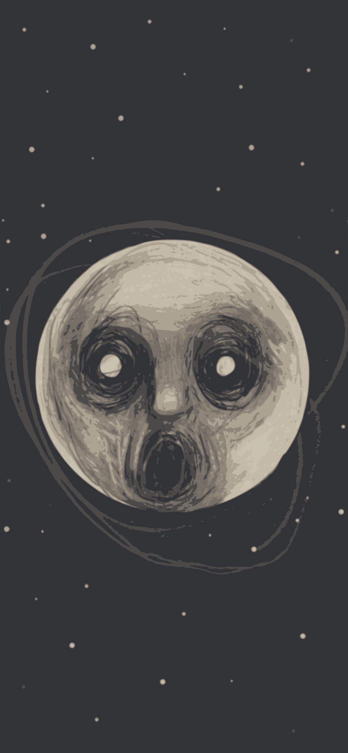 A drawing of an alien face on the moon - Alien, vector
