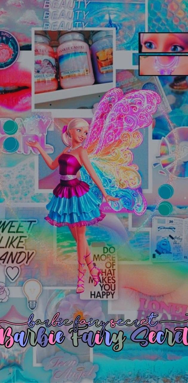 A collage of pictures with the words barbie fairy tale - Barbie