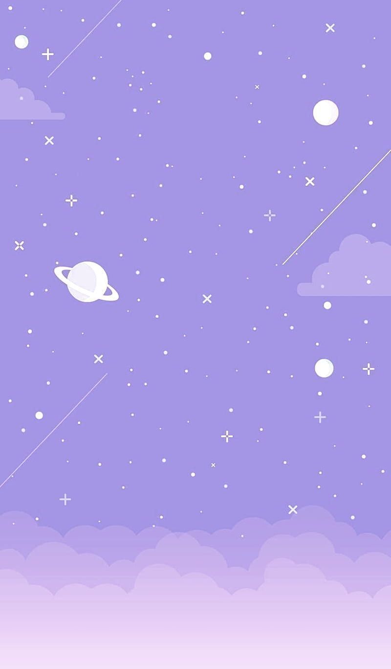 A purple sky with clouds and stars - Constellation, violet, cute purple, galaxy