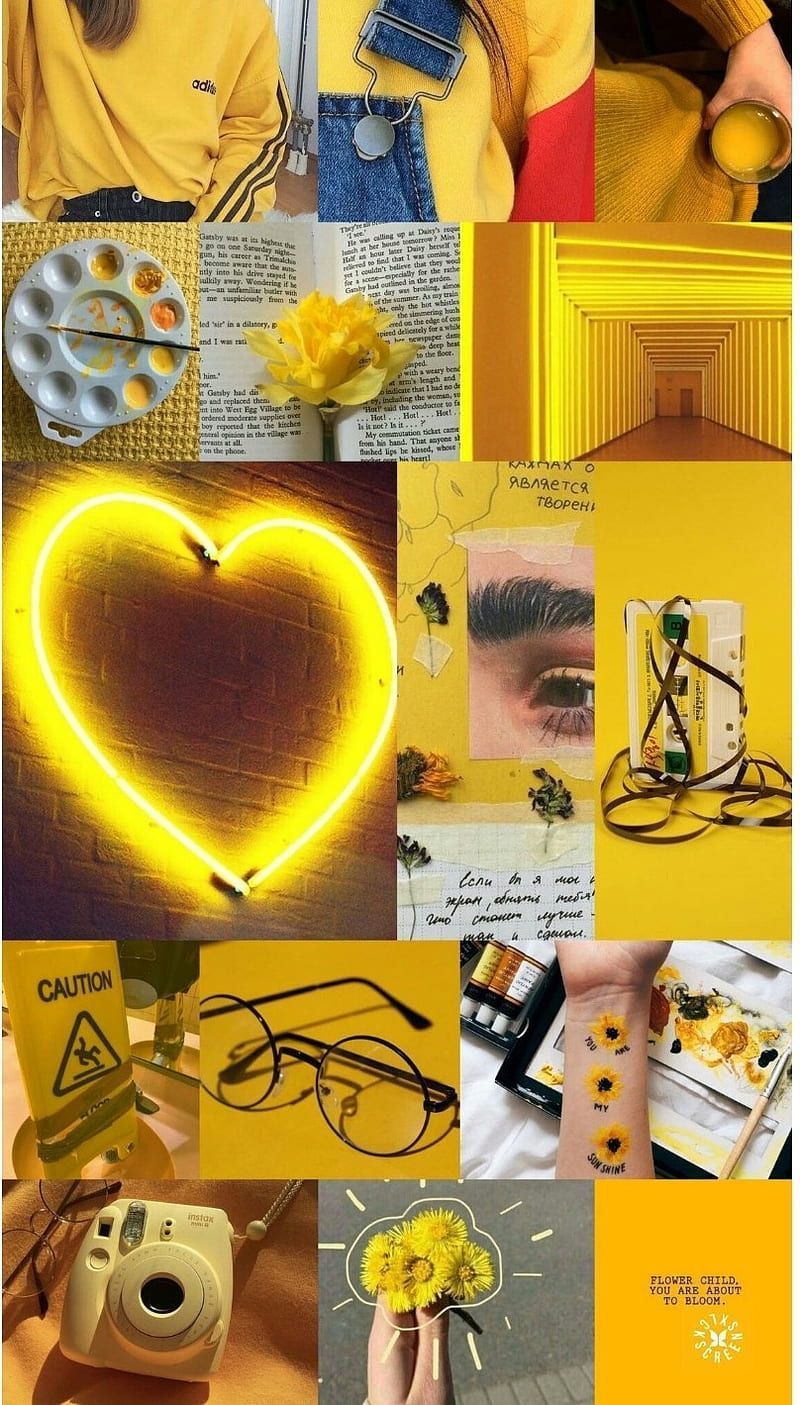 A collage of yellow and orange images - Yellow, pretty