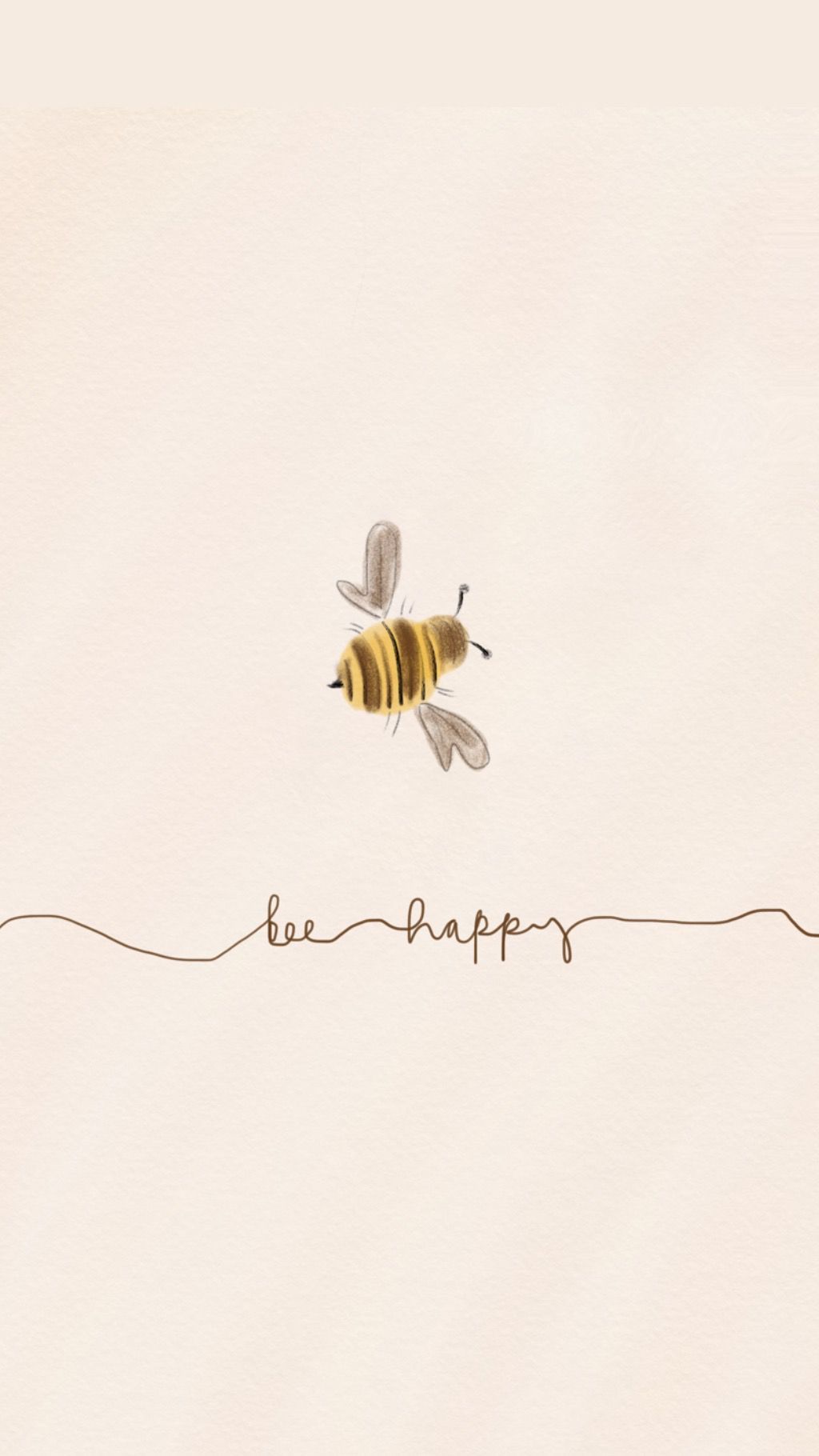 A watercolor bee flying over a handwritten phrase 