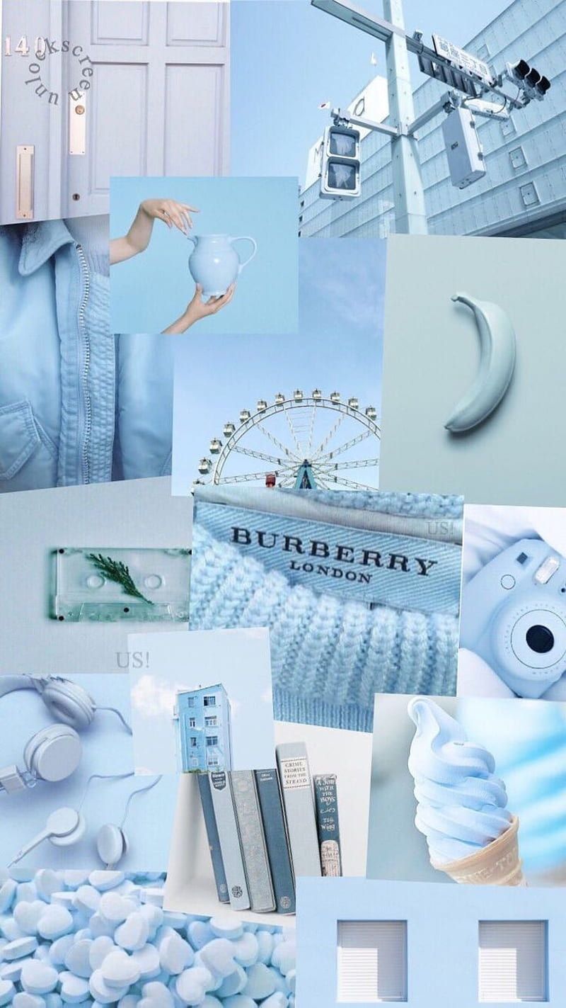 A collage of pictures with blue backgrounds - Soft blue, blue, light blue, collage, pastel blue