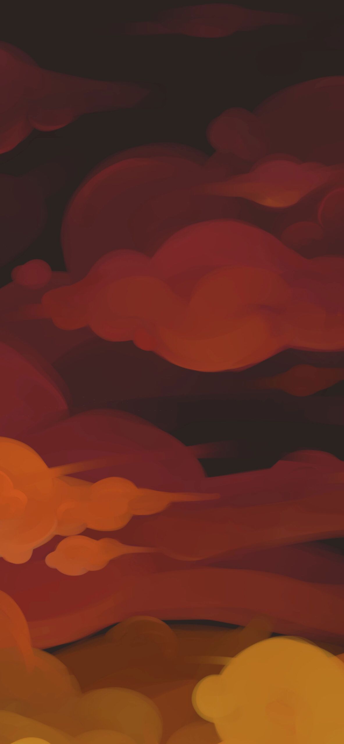 A painting of the sunset with clouds - Orange, dark orange