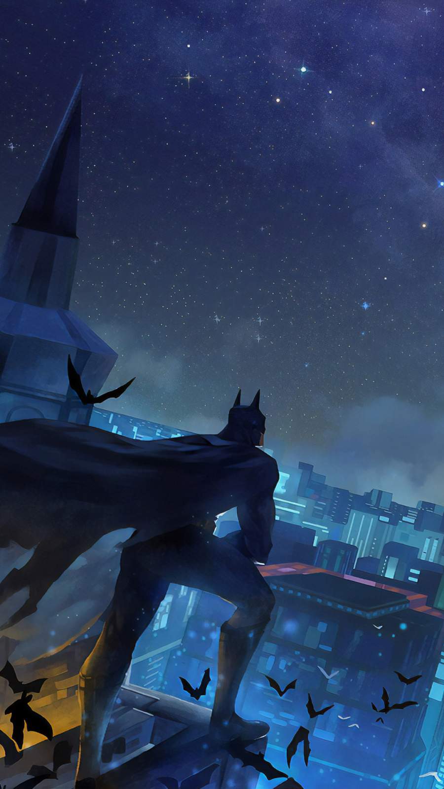 A batman character standing on top of buildings - Batman