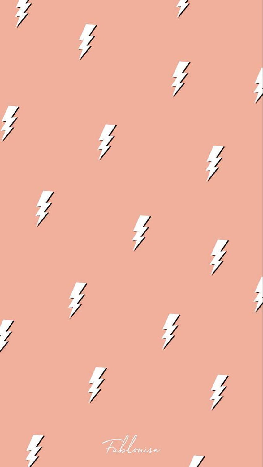 Peach lightning bolt wallpaper for your phone by Fakelouise - Preppy