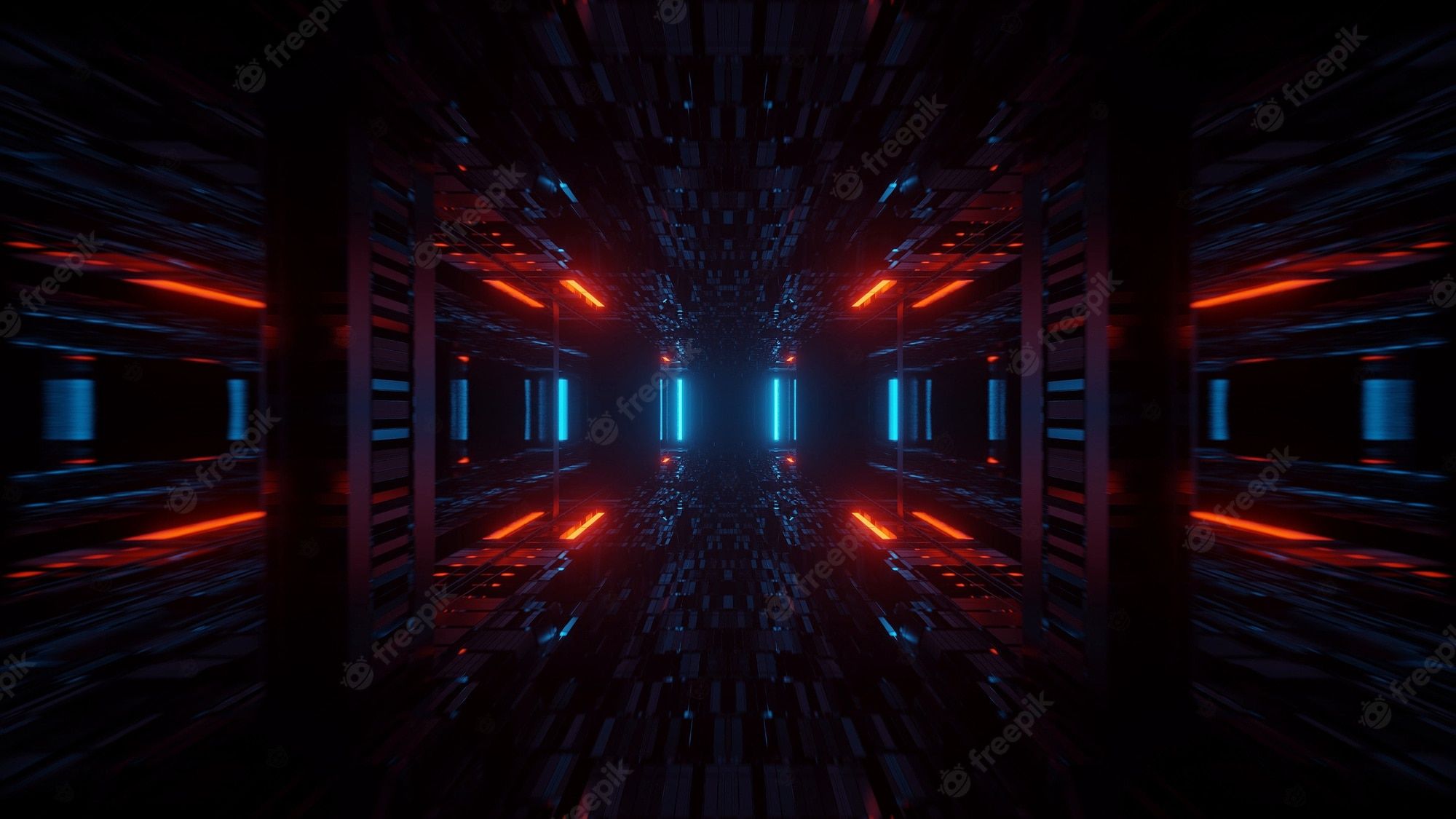 Abstract futuristic tunnel with neon lights - Alien