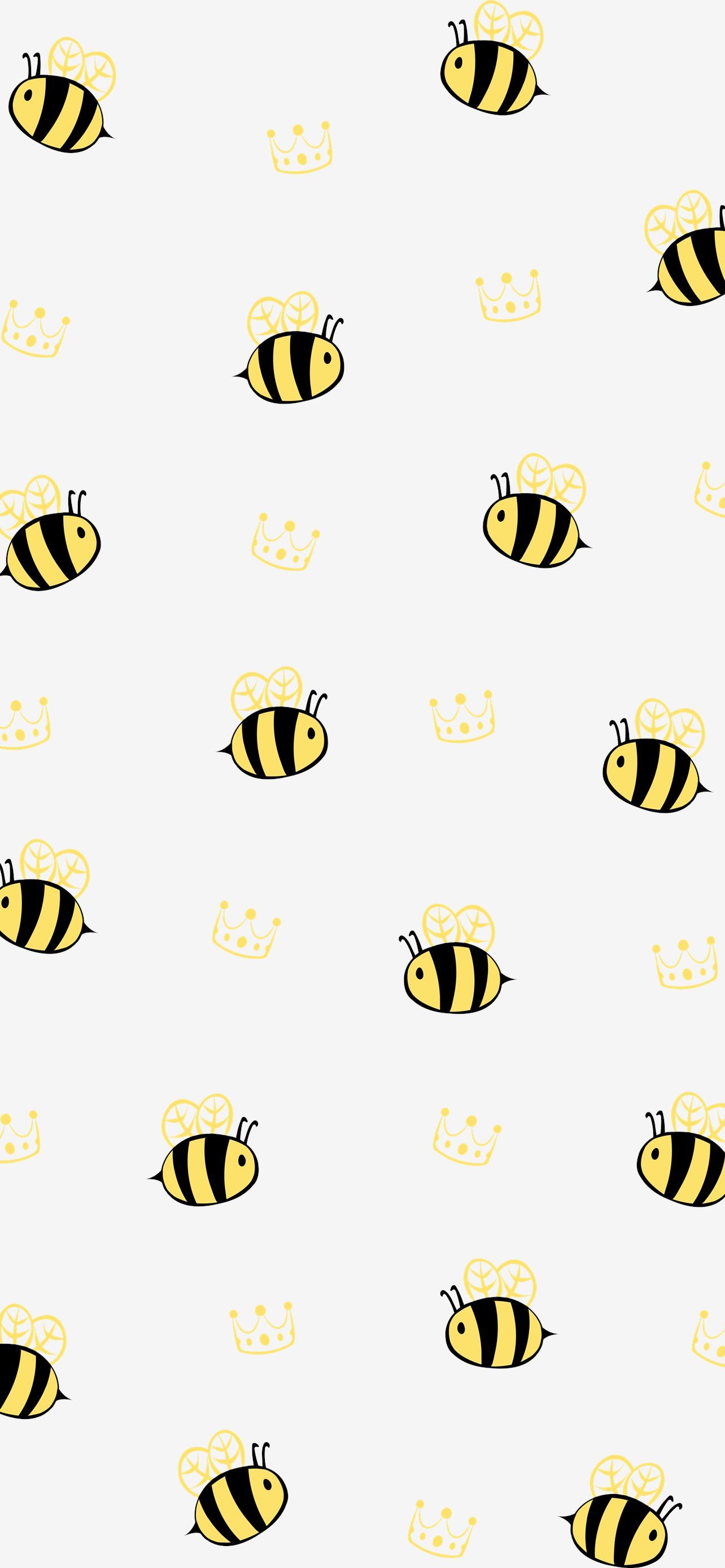 A wallpaper with bees and crowns - Bee, honey, kawaii