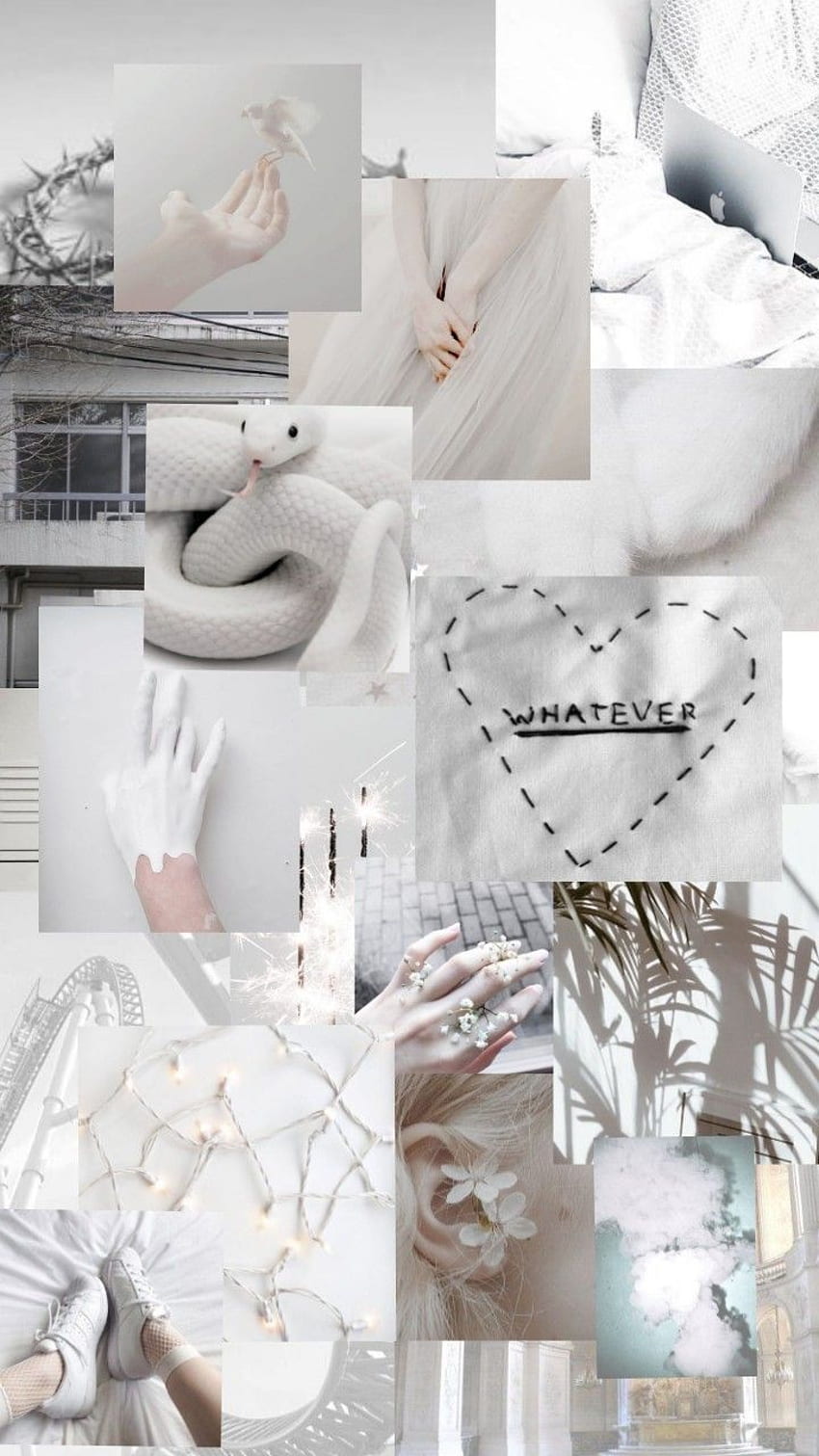 Aesthetic collage of white and grey images - White