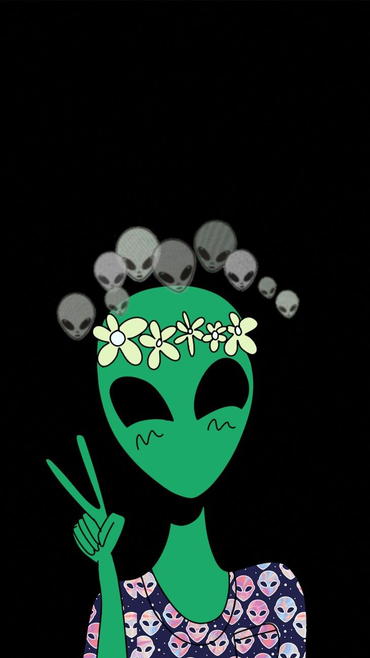 A green alien with flowers in her hair - Alien